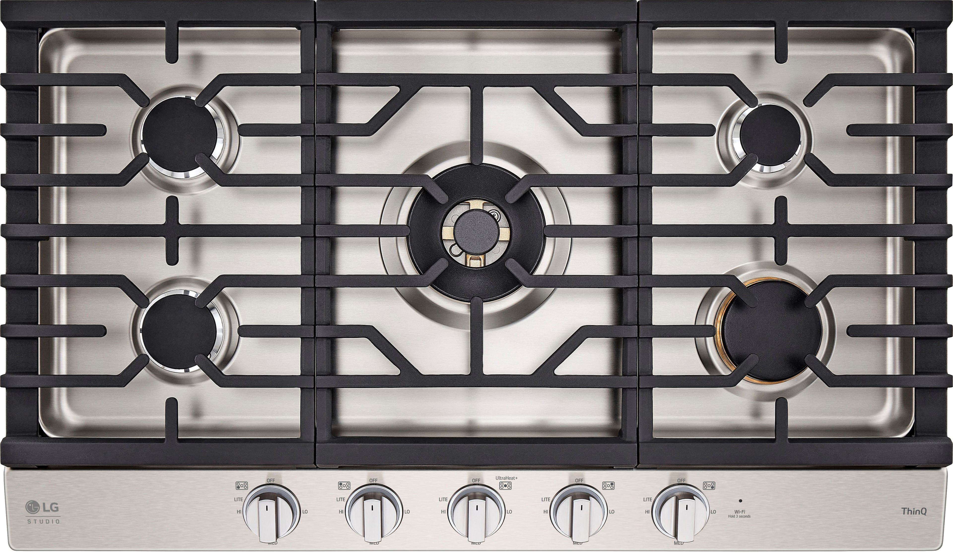 LG - STUDIO 36” Built-In Smart Gas Cooktop with 5 Burners and Griddle - Stainless Steel product image