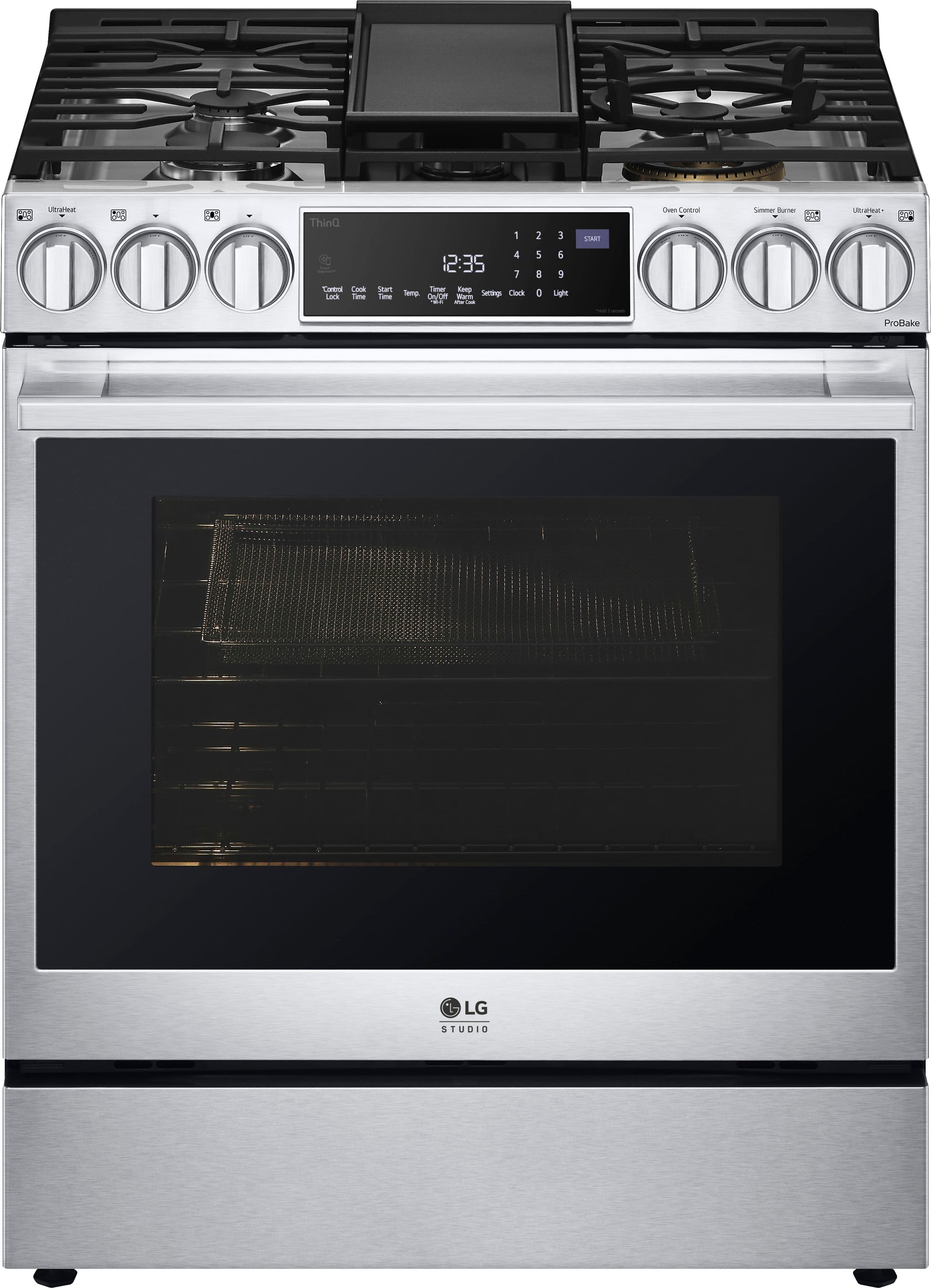 LG - STUDIO 6.3 Cu. Ft. Smart Slide-In Dual Fuel True Convection Range with EasyClean and Air Sous Vide - Stainless Steel pr…