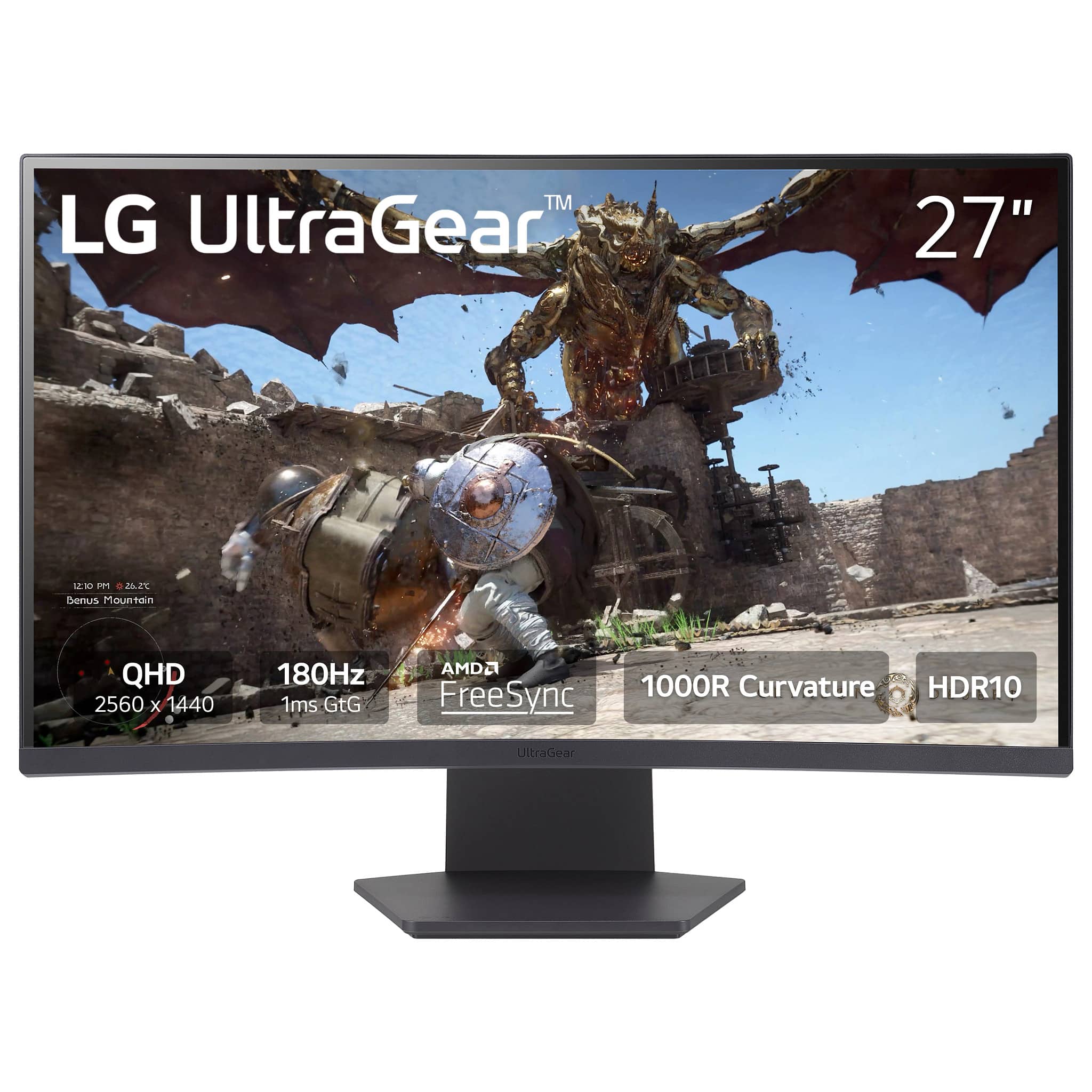 LG - UltraGear 27" QHD 180Hz 1ms AMD FreeSync Gaming Monitor with HDR10 (HDMI, DisplayPort) - Black product image