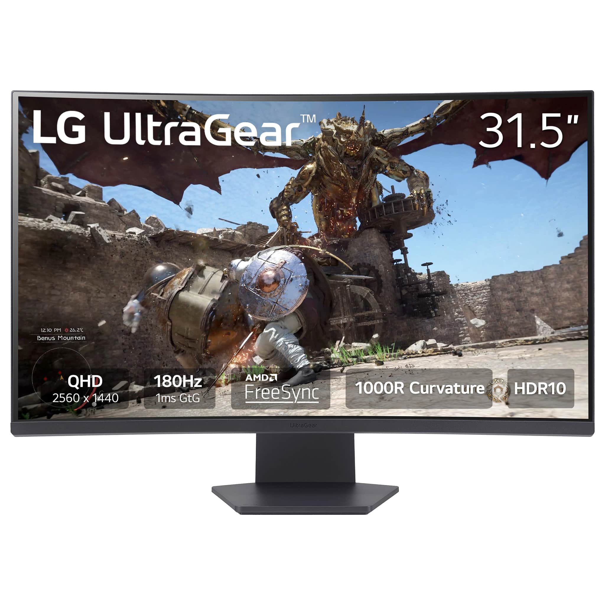 LG - UltraGear 31.5" QHD 180Hz 1ms AMD FreeSync Gaming Monitor with HDR 10 (HDMI, DisplayPort) - Black product image
