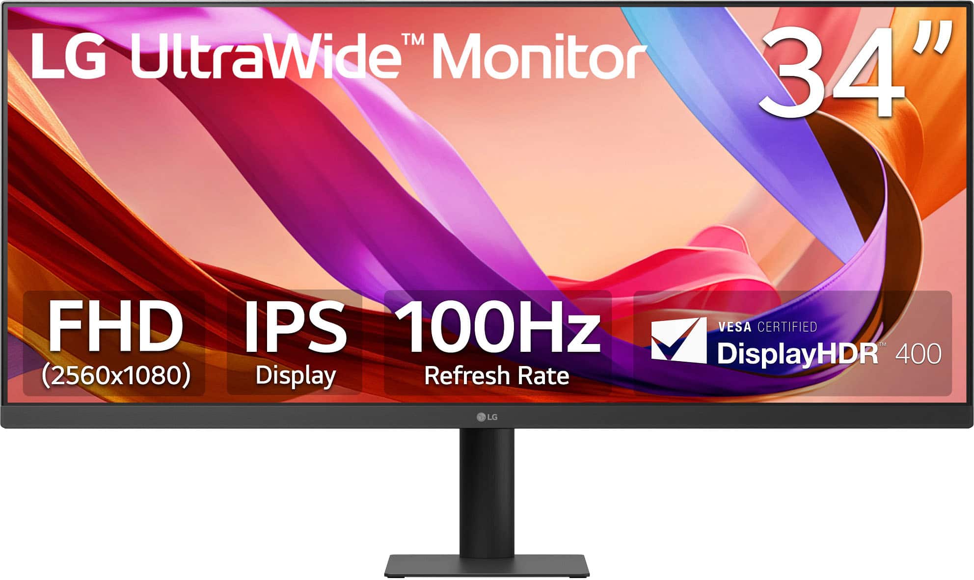 LG - UltraWide 34" IPS FHD 100Hz, 5ms, Monitor with VESA DisplayHDR 400 (HDMI, DisplayPort) - Black product image