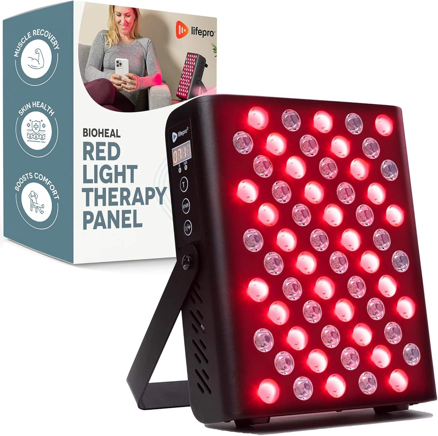 LifePro - Red Light Therapy Panel - Near Infrared for Pain, Inflammation & Skin Health, 60 LEDs to Improve Circulation - Bla…