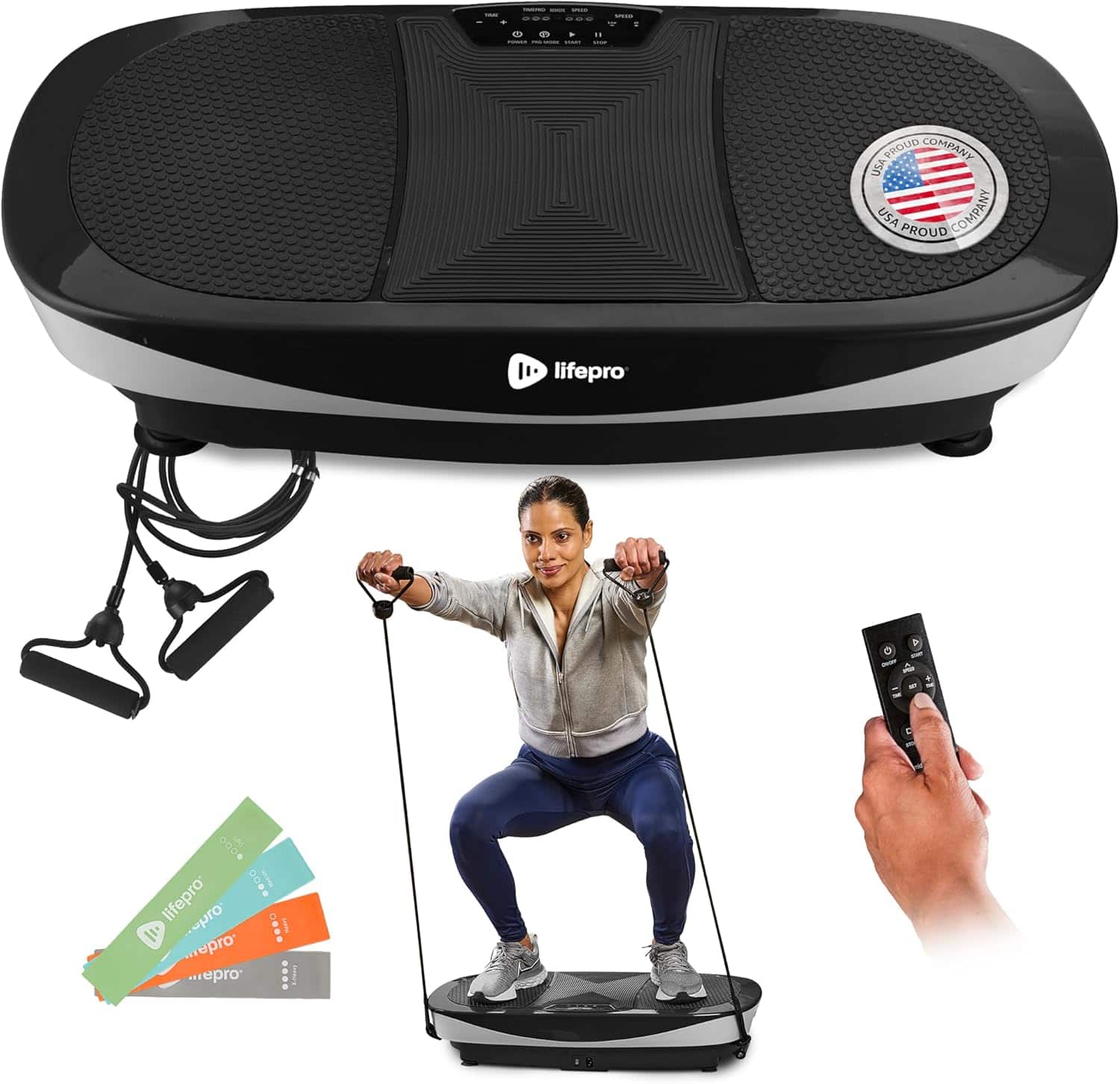 LifePro - Rumblex Max 4D Vibration Plate Exercise Machine with Loop Resistance Bands - Black product image