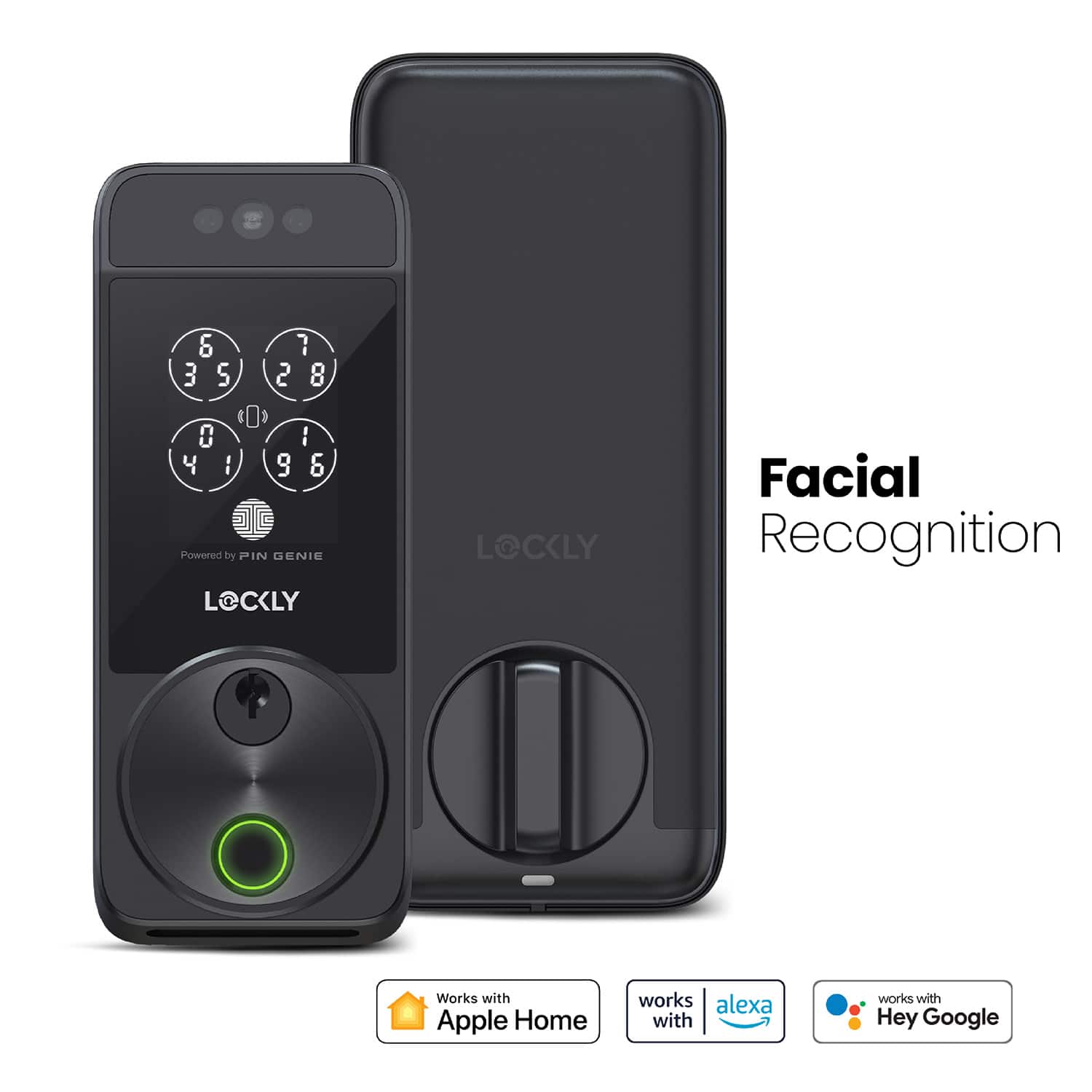 Lockly - Visage Smart Lock Wi-Fi Deadbolt Facial/Keyway/Fingerprint - Matte Black product image