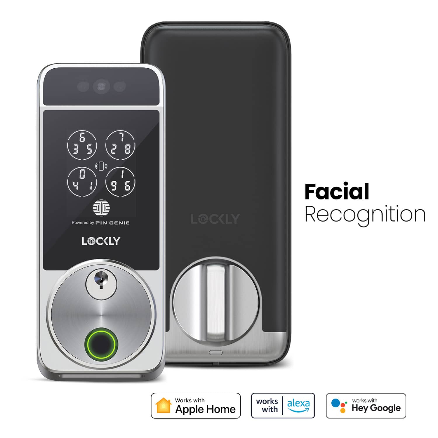 Lockly - Visage Smart Lock Wi-Fi Deadbolt Facial/Keyway/Fingerprint - Satin Nickel product image