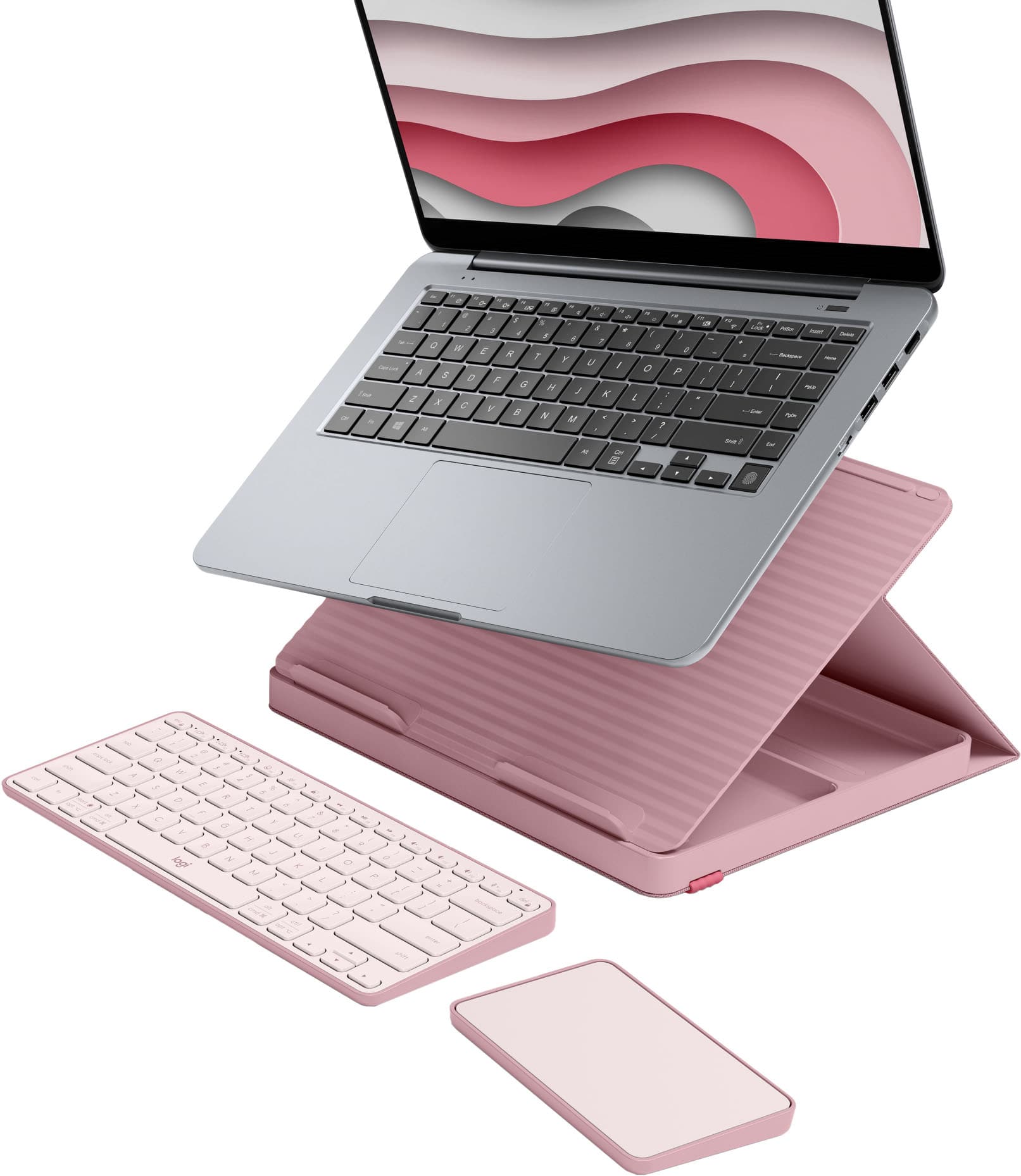 Logitech - Casa Pop-Up Desk Work From Home Compact Wireless Scissor Keyboard Touchpad & Laptop Stand for Laptop/MacBook(10”…