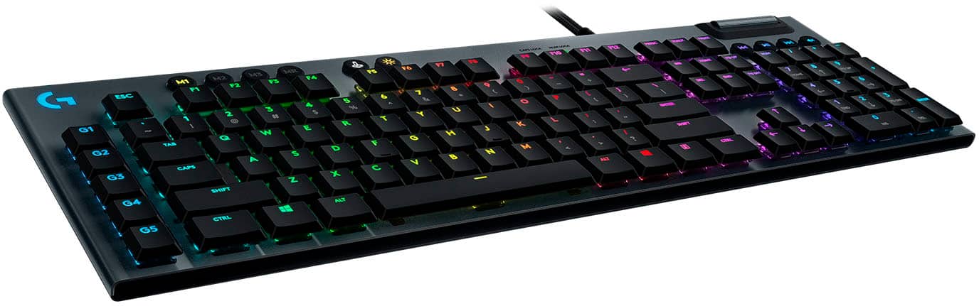 Logitech - G815 LIGHTSYNC Full-size Wired Mechanical GL Linear Switch Gaming Keyboard with RGB Backlighting - Carbon product…