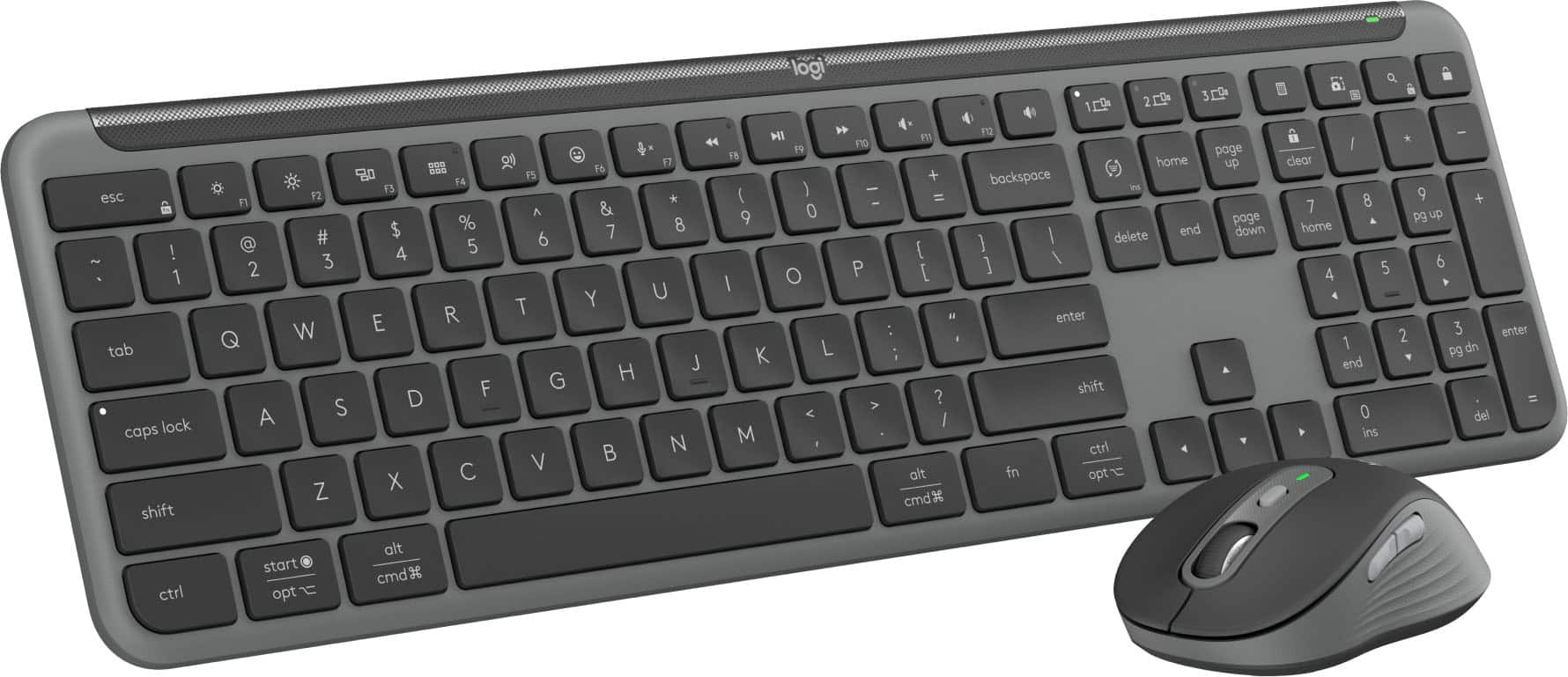 Logitech - MK955 Signature Slim Full-size Wireless Keyboard and Mouse Combo for Windows and Mac with Quiet Typing and Clicki…