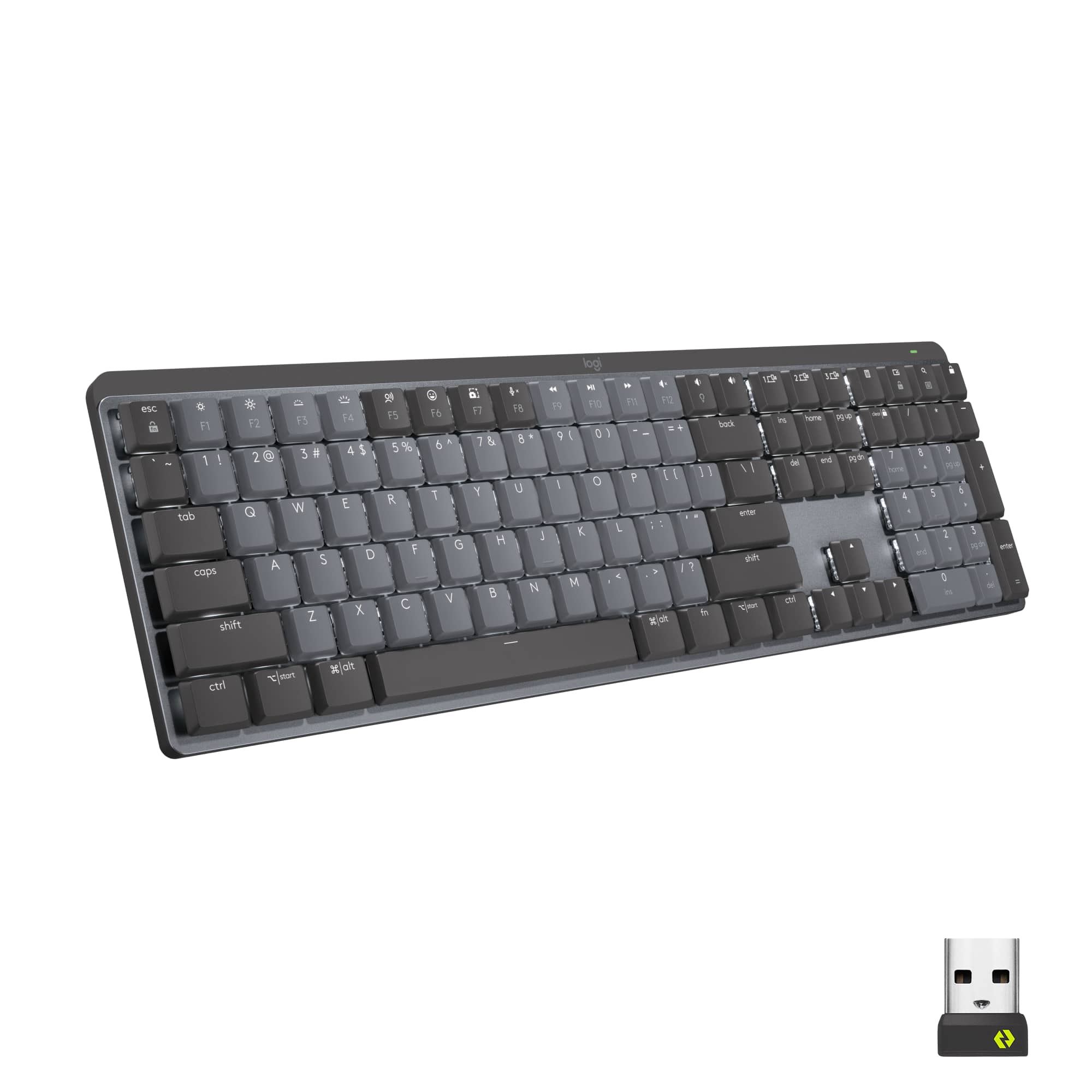 Logitech - MX Mechanical Full size Wireless Mechanical Clicky Switch Keyboard for Windows/macOS with Backlit Keys - Graphite…