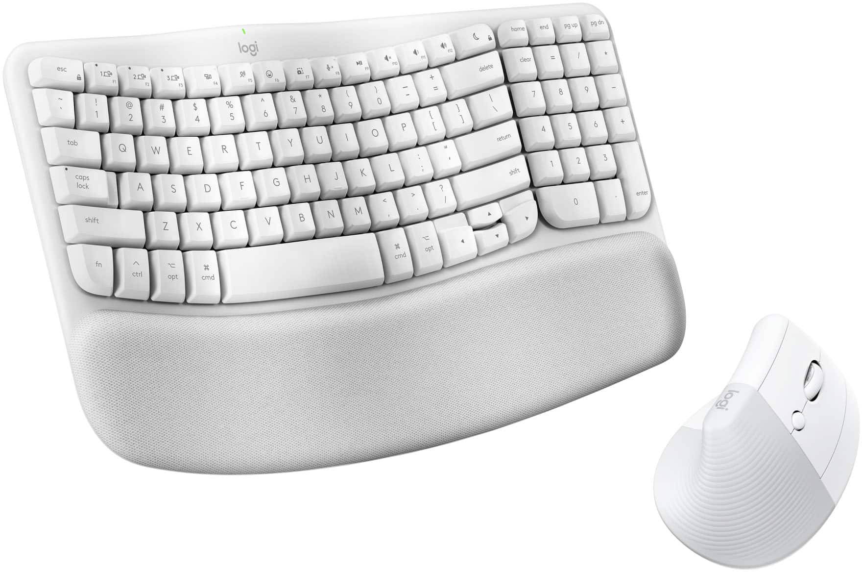 Logitech - Wave Keys for Mac and Lift Vertical for Mac Wireless Ergonomic Keyboard and Mouse Bundle for macOS/iPadOS - Off-W…