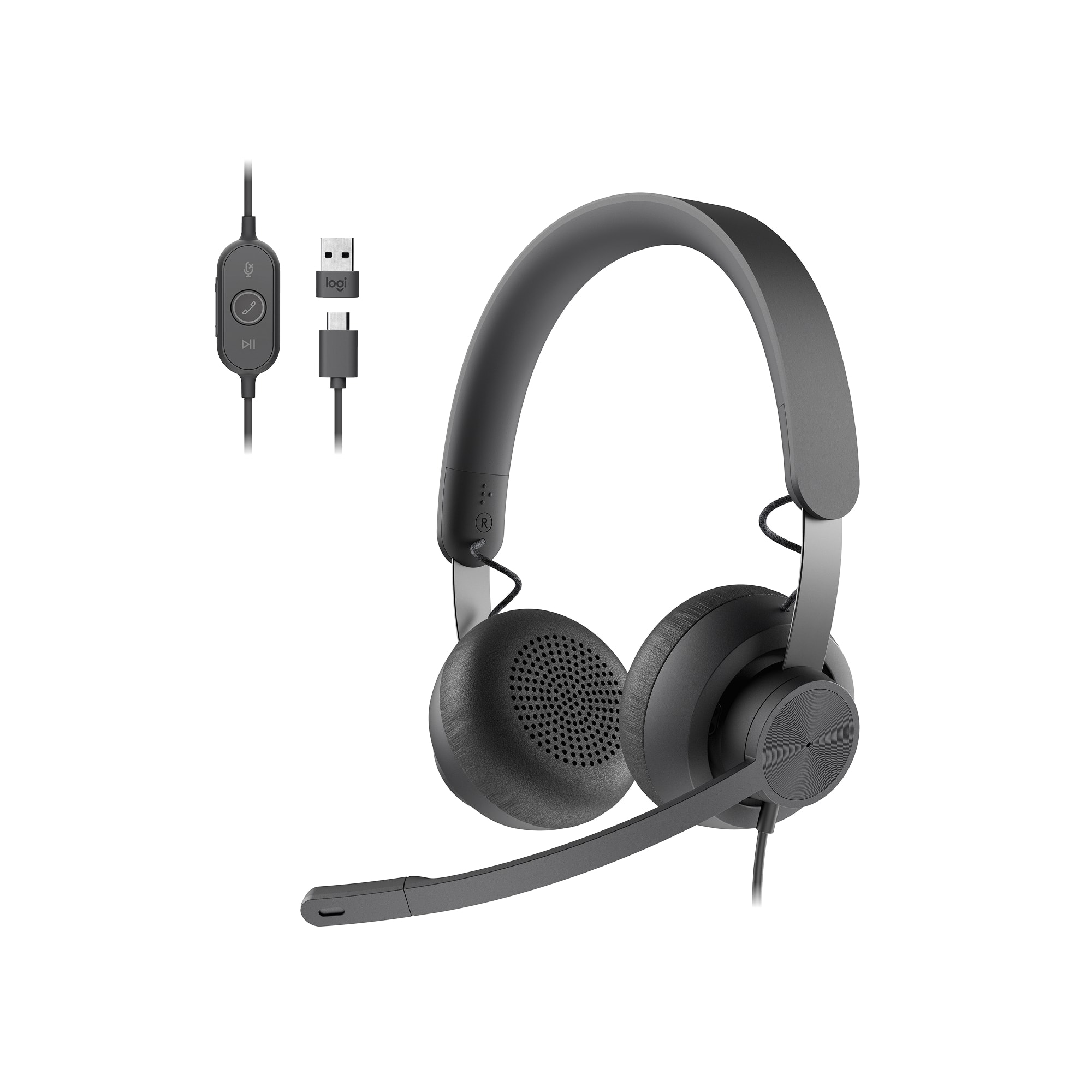 Logitech - Zone 750 Wired Active Noise Canceling On-Ear Headset - Black product image