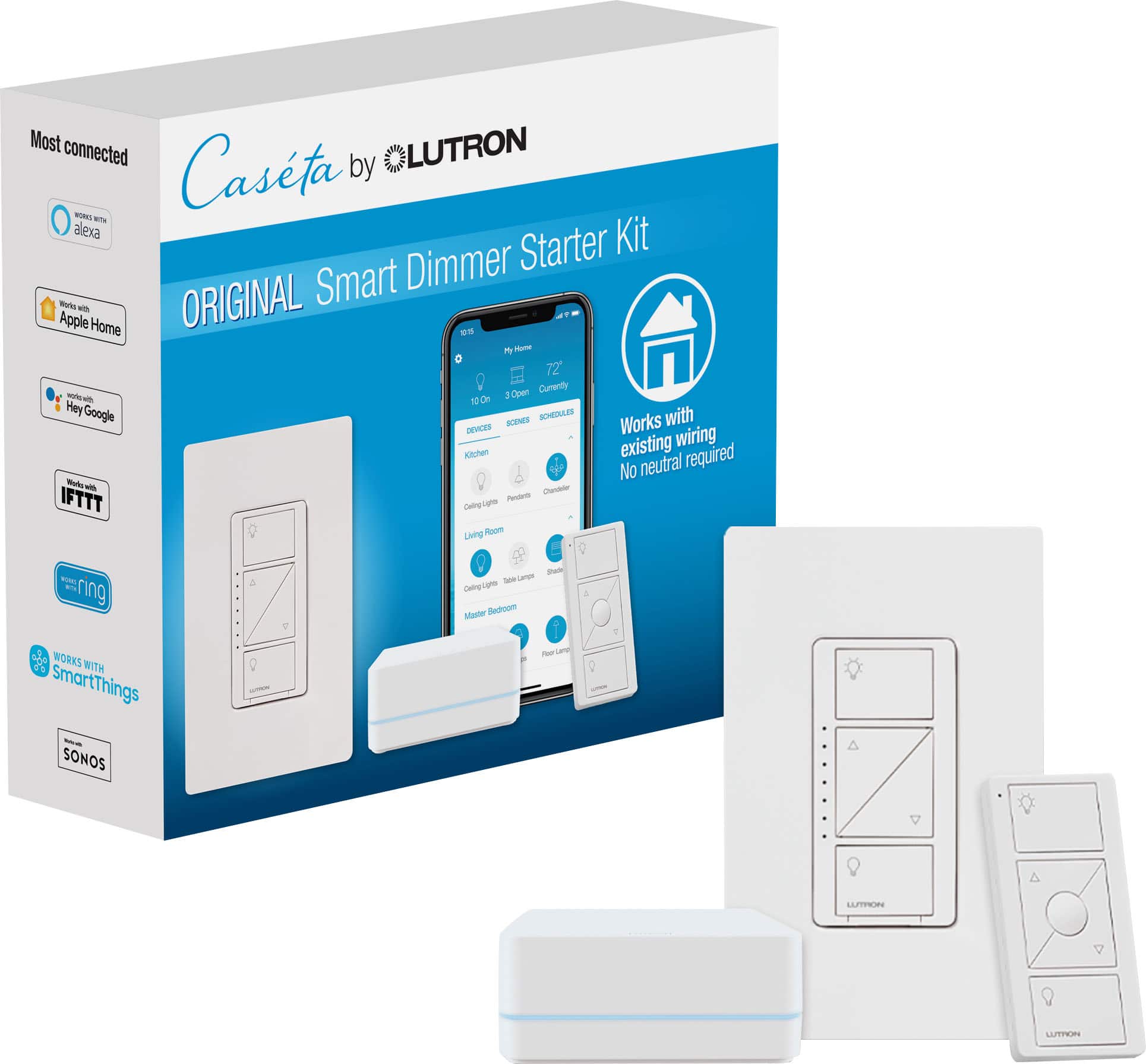 Lutron - Caseta Wireless Smart Lighting Dimmer Switch Starter Kit - White product image