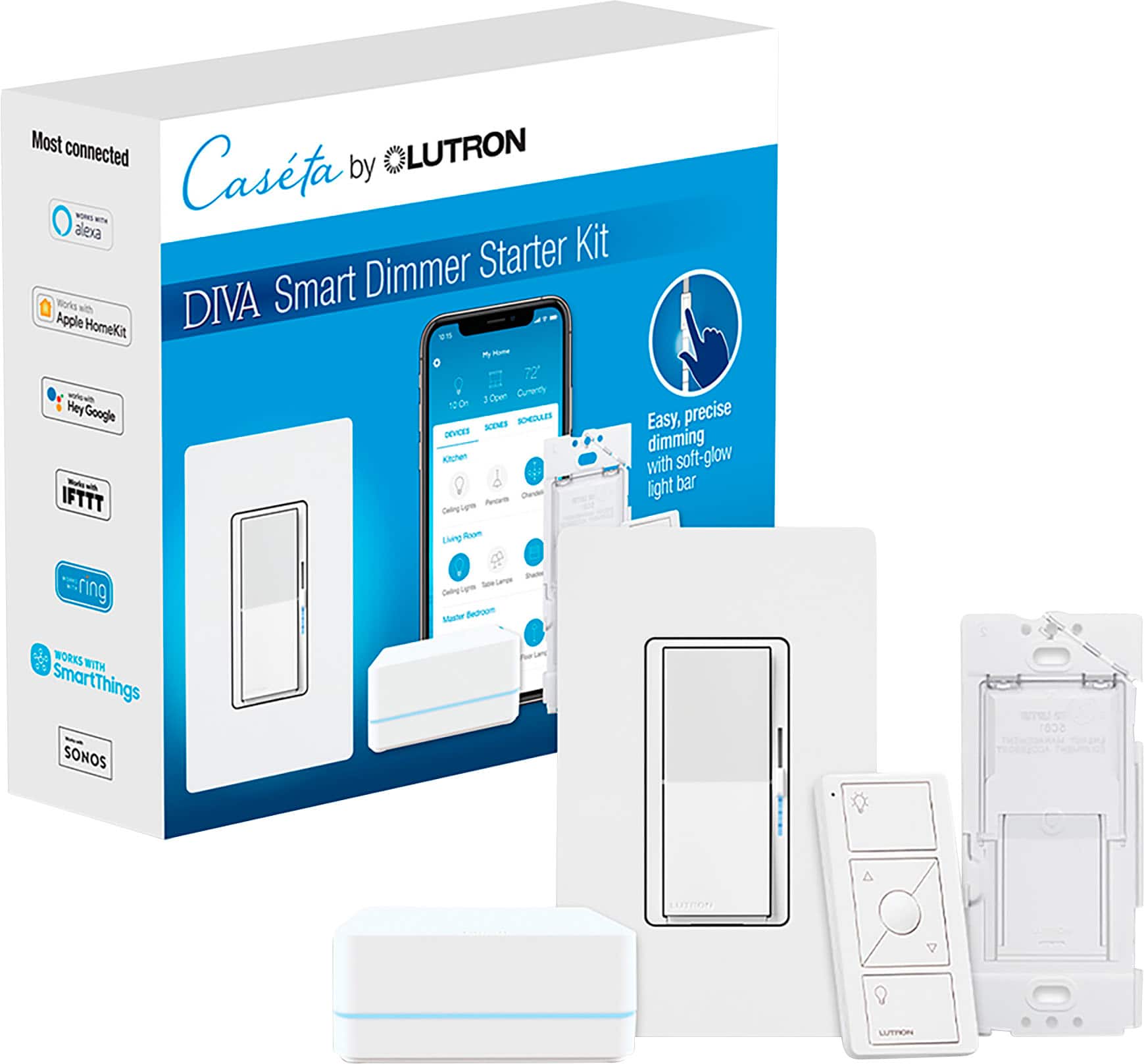 Lutron - Diva Smart Dimmer Switch Starter Kit - White product image