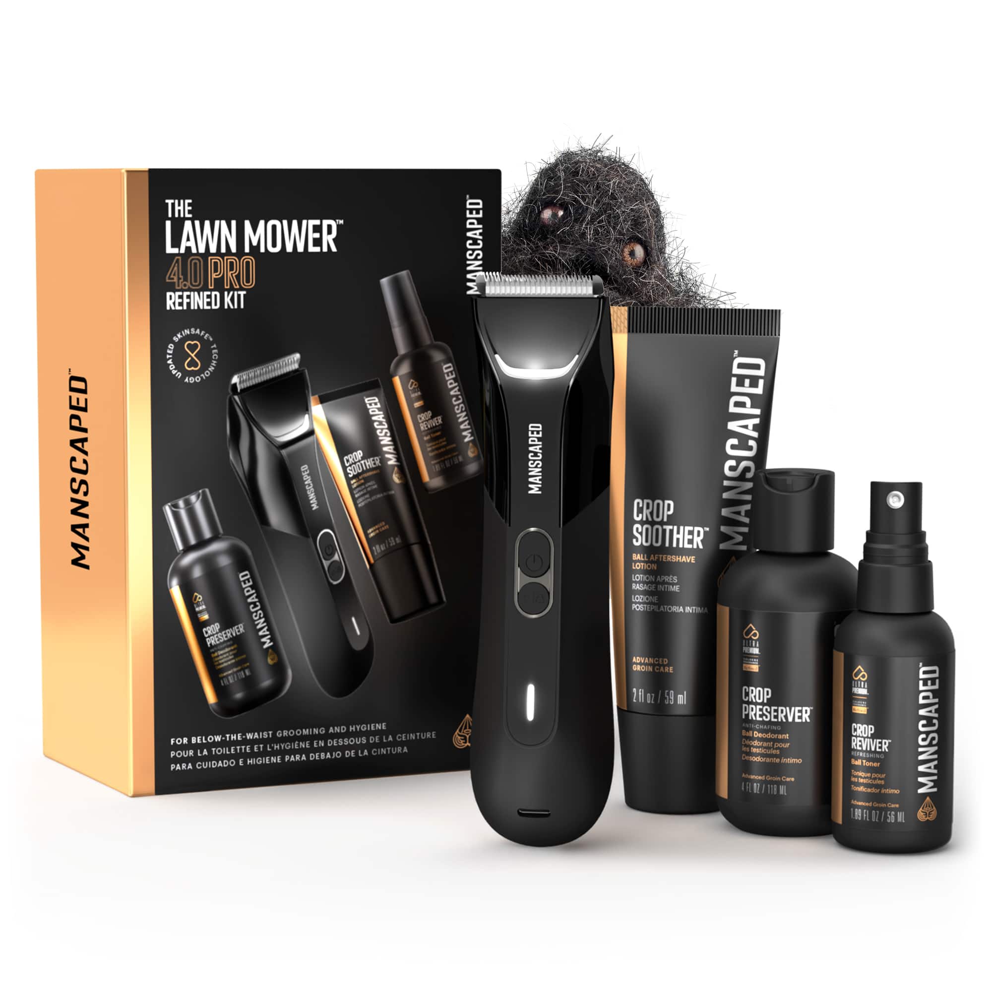 Manscaped - The Lawn Mower 4.0 Pro Refined Package SkinSafe Rechargeable Wet/Dry Groin and Body Hair Trimmer, Grooming Gift…