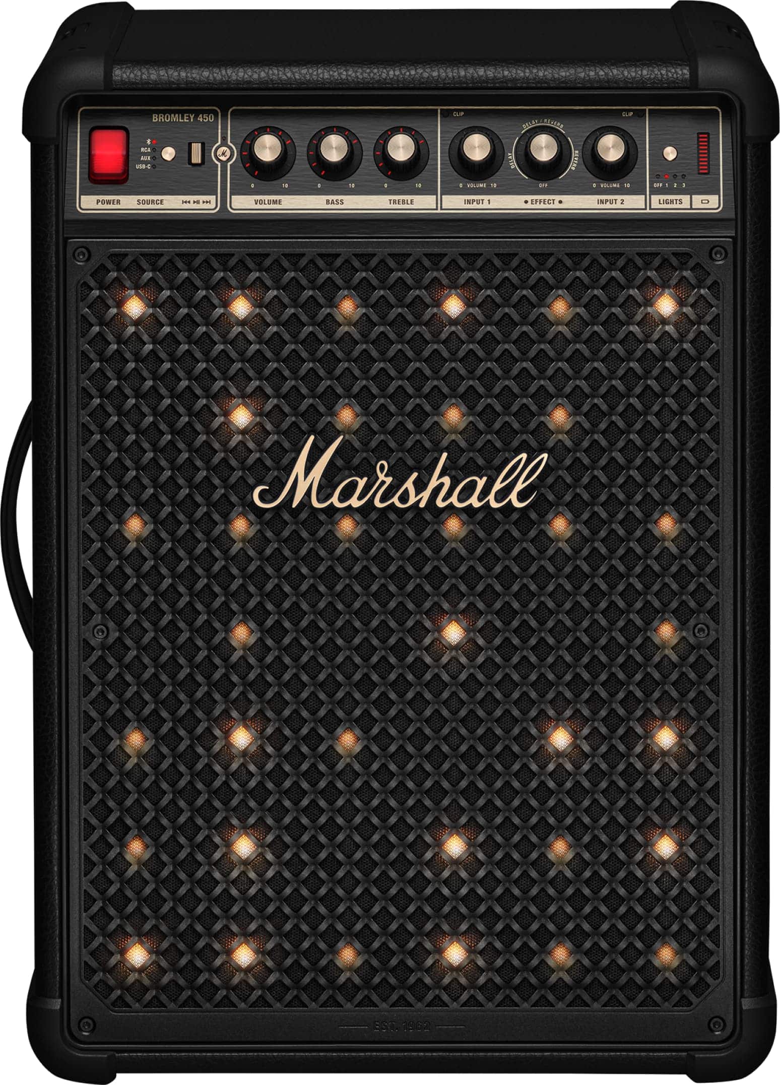 Marshall - Bromley 450 Portable Wireless Party Speaker with Bluetooth / 3.5 mm Auxiliary / RCA / Microphone Inputs and LED L…