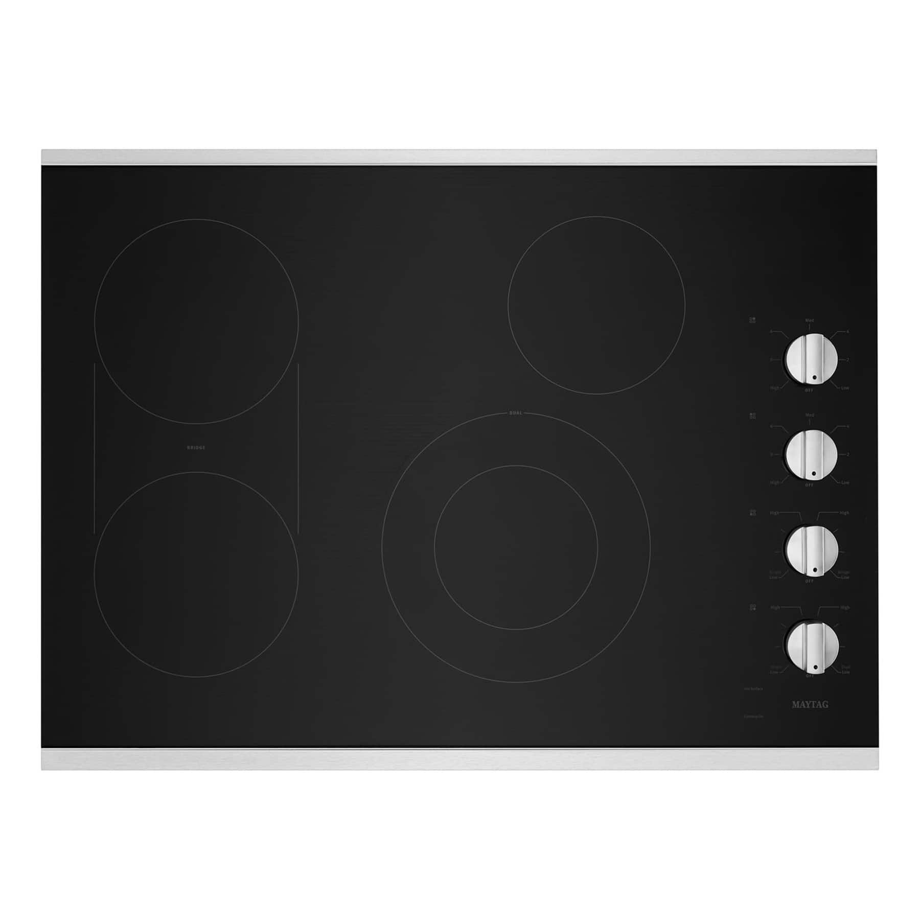 Maytag - 30" Electric Cooktop with Reversible Grill and Griddle and Die-cast Metal Knobs - Stainless Steel product image