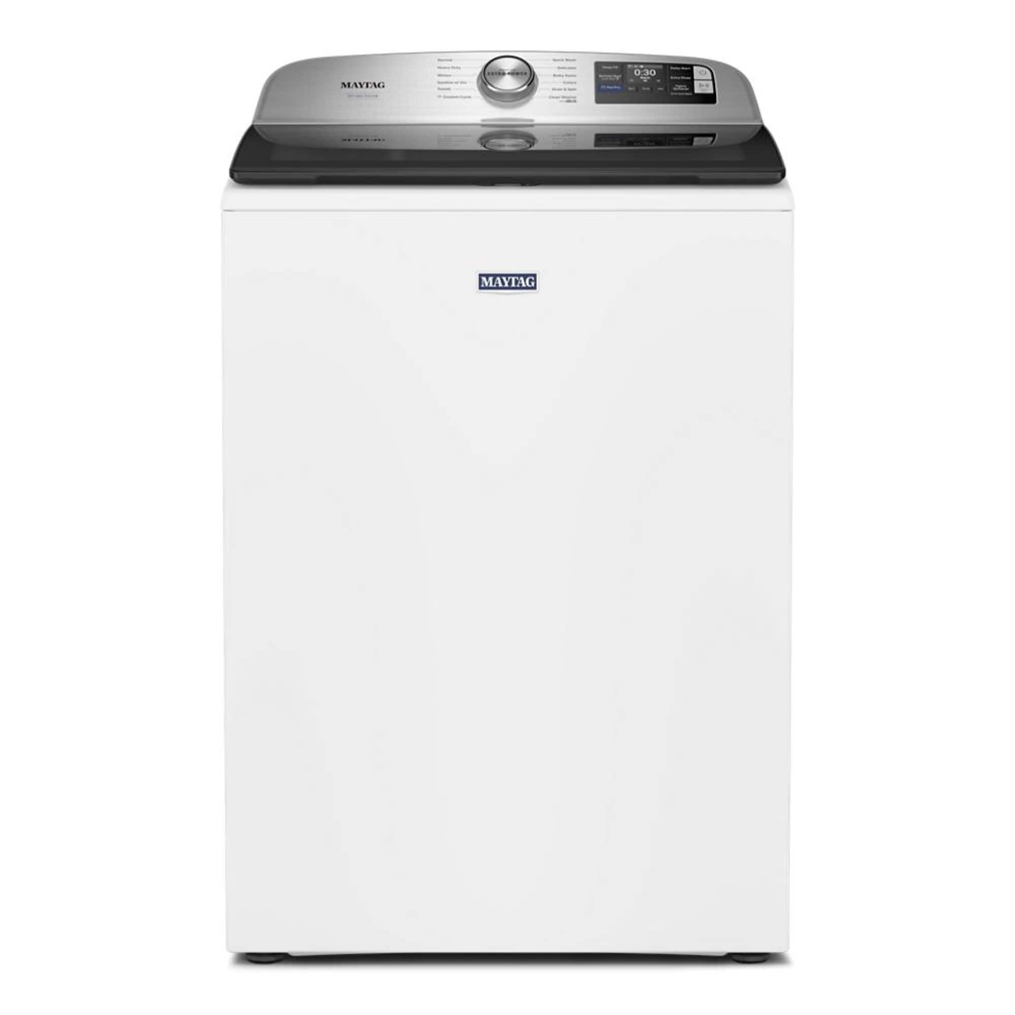 Maytag - 5.3 Cu. Ft. Smart Top Load Impeller Washer with Extra Power and Sanitize Cycle with Oxi - Classic SIlver product im…