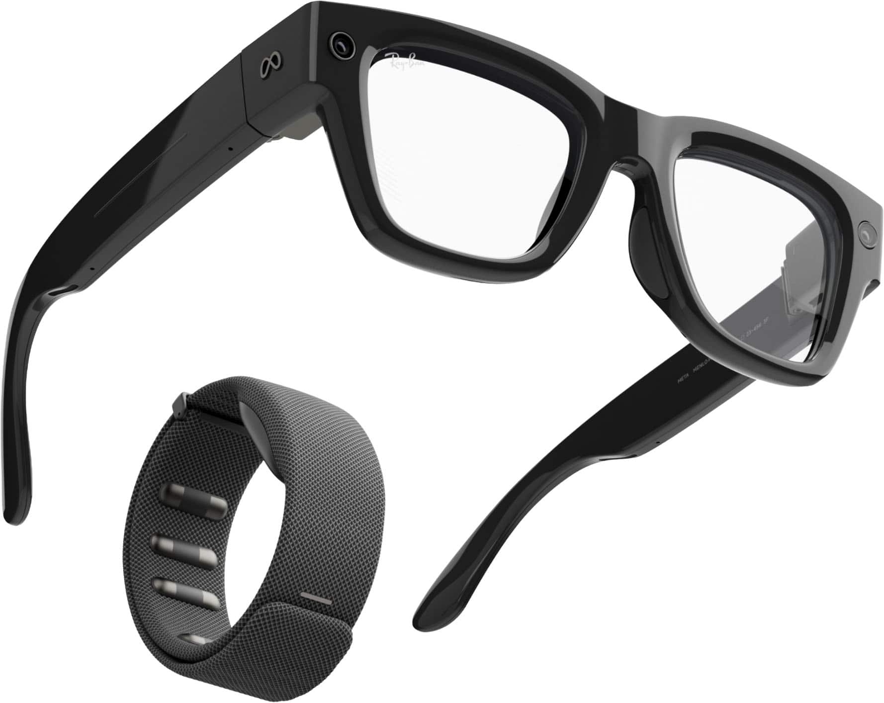 Meta - Ray-Ban Display & Neural Band | AI glasses with in-lens display - Shiny frame, large - band size 1 - Black product im…