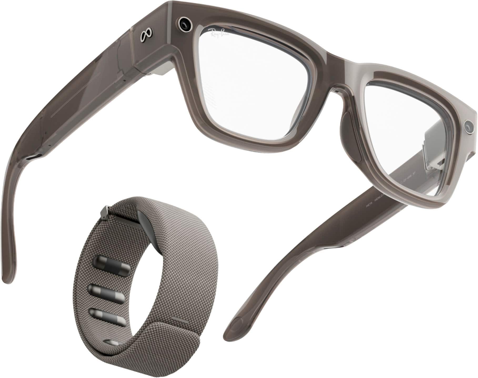 Meta - Ray-Ban Display & Neural Band | AI glasses with in-lens display - Shiny frame, large - band size 1 - Sand product ima…
