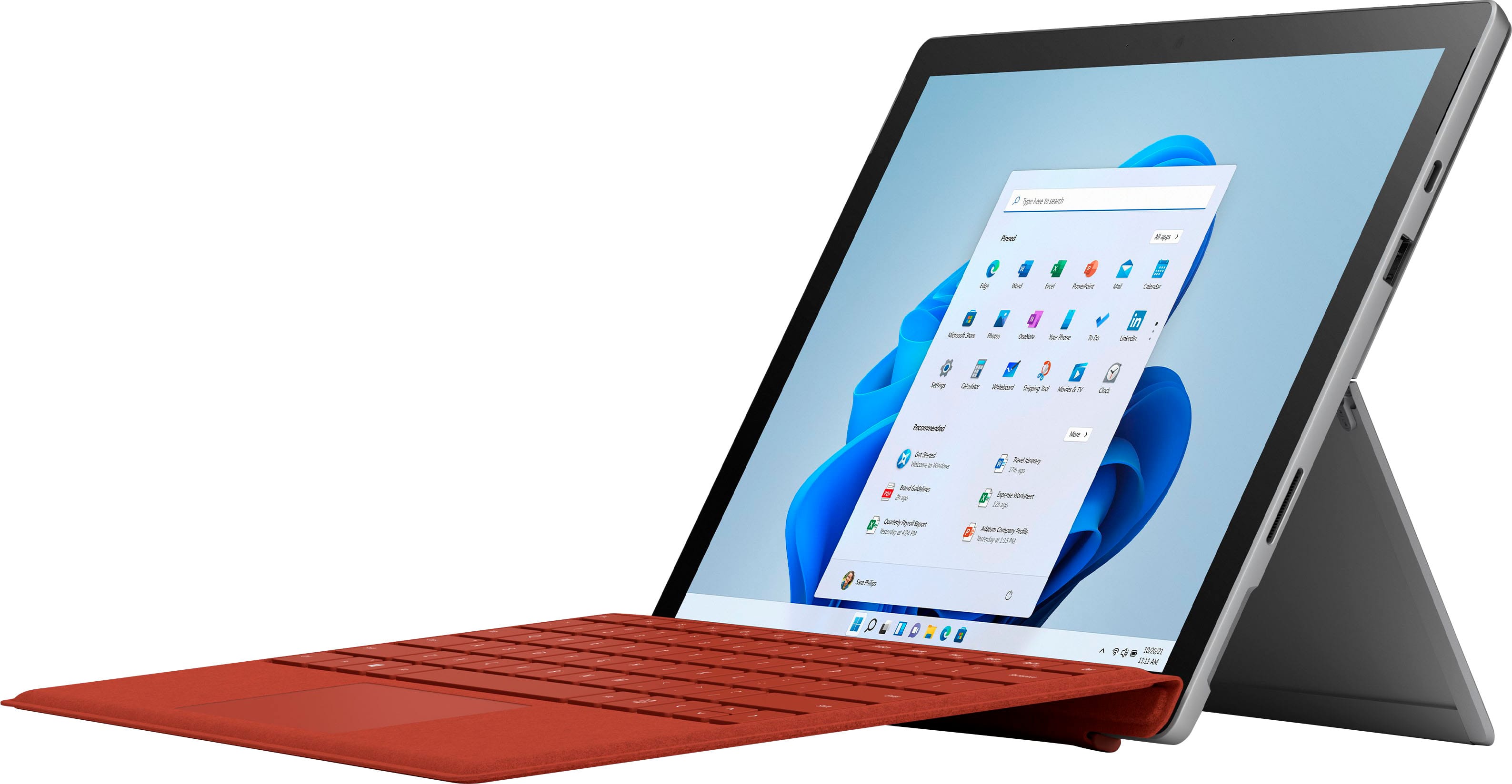 Microsoft - Geek Squad Certified Refurbished Surface Pro 7 - 12.3" Touch Screen - 128GB SSD with Black Type Cover - Platinum…
