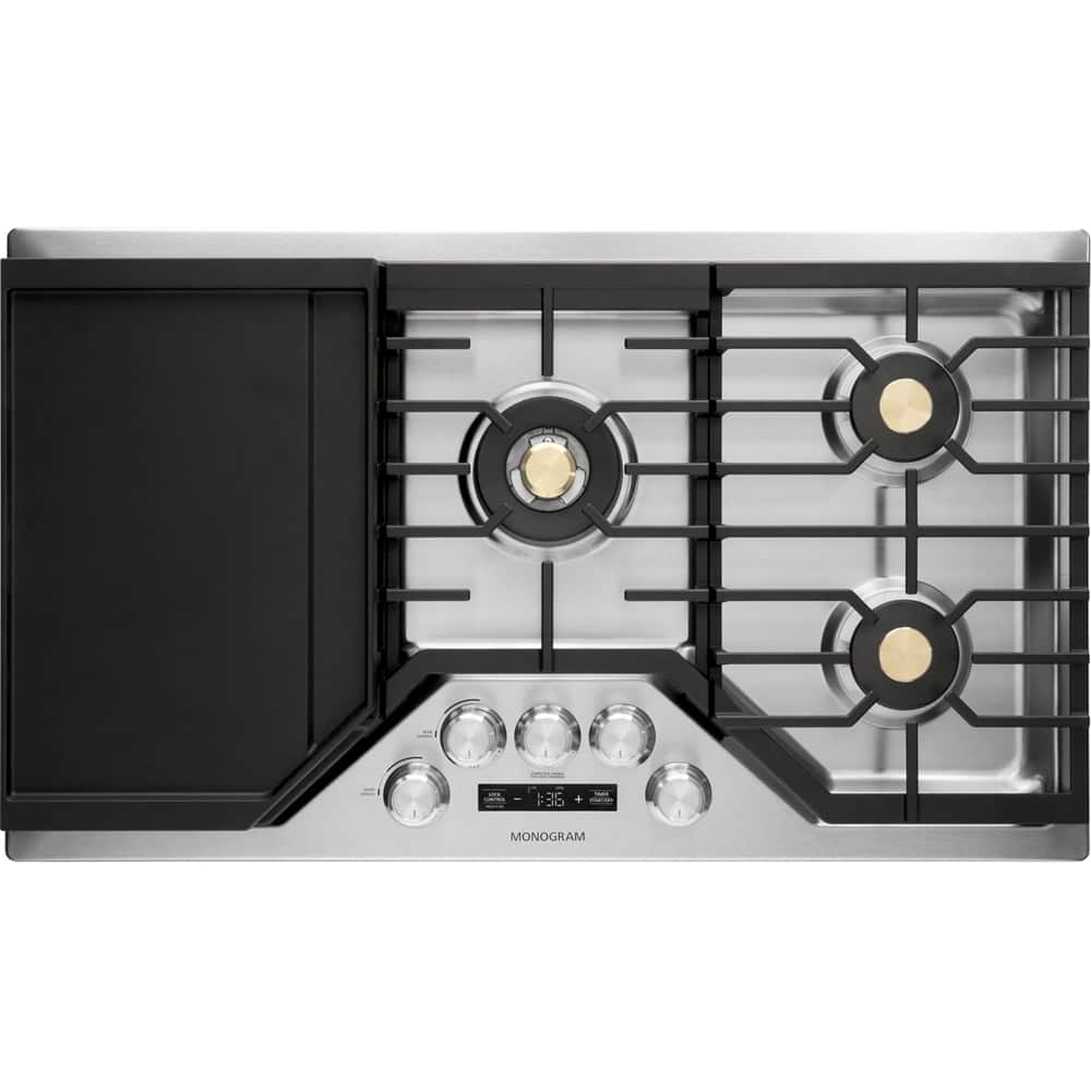 Monogram - 36" Built-In Gas Cooktop with 5 burners and Sapphire Glass Precision Knobs - Stainless Steel product image