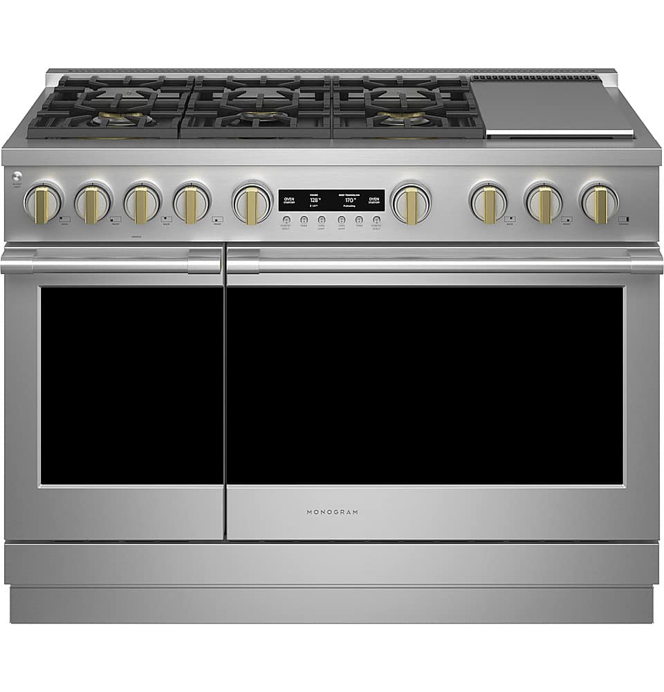 Monogram - 8.25 Cu. Ft. Freestanding Double Oven Dual Fuel Convection Range with Self-Clean, Built-In Wi-fi, and 6 Burners -…