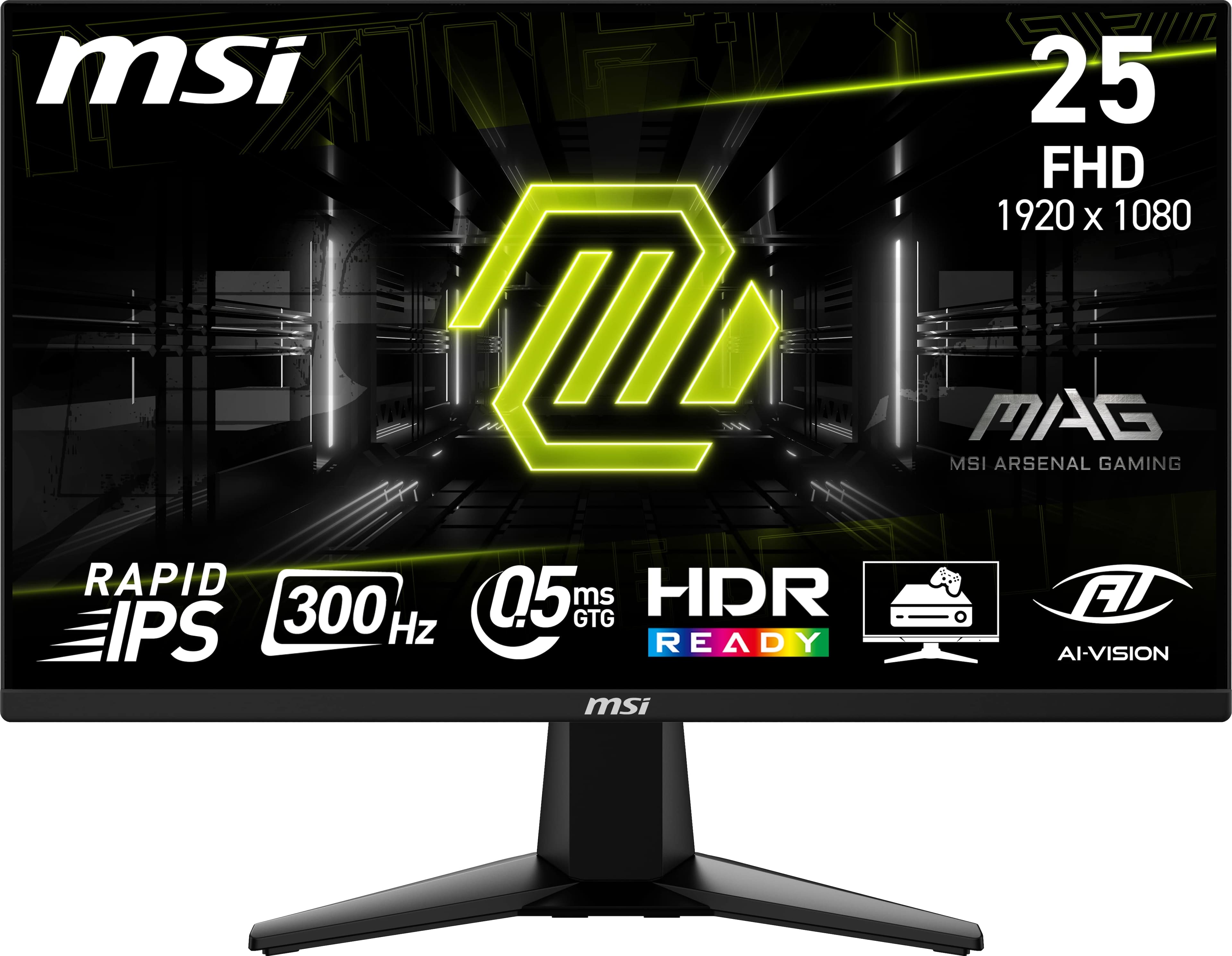 MSI - MAG 255XF 24" Rapid IPS LCD FHD 300Hz 0.5ms Adaptive sync Gaming Monitor(DisplayPort,HDMI) - Metallic Black product im…