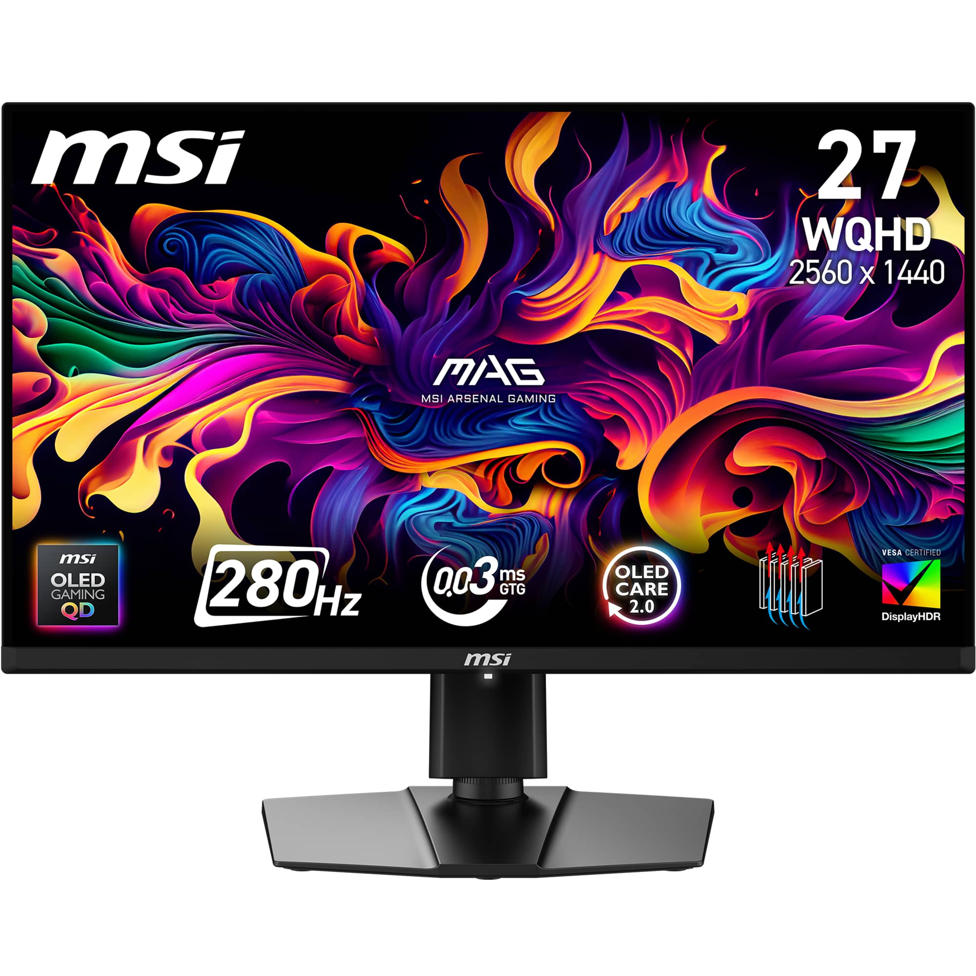 MSI - MAG 271QP QD-OLED X28 27" Quantum Dot OLED QHD 280Hz 0.03ms FreeSync Gaming Monitor (DisplayPort, HDMI, USB) - Black p…