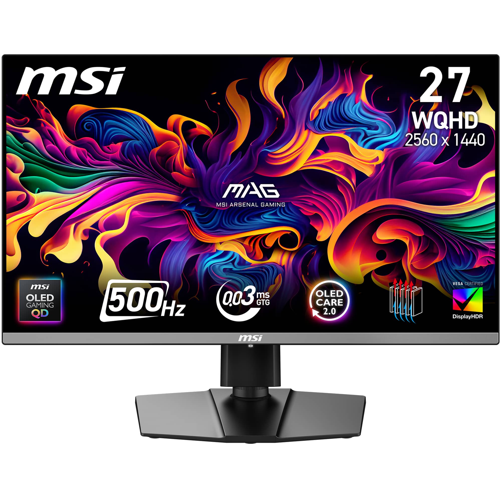 MSI - MAG 272QP QD-OLED X50 27" Quantum Dot OLED QHD 500Hz 0.03ms FreeSync Premium Pro Gaming Monitor (DisplayPort, HDMI, US…
