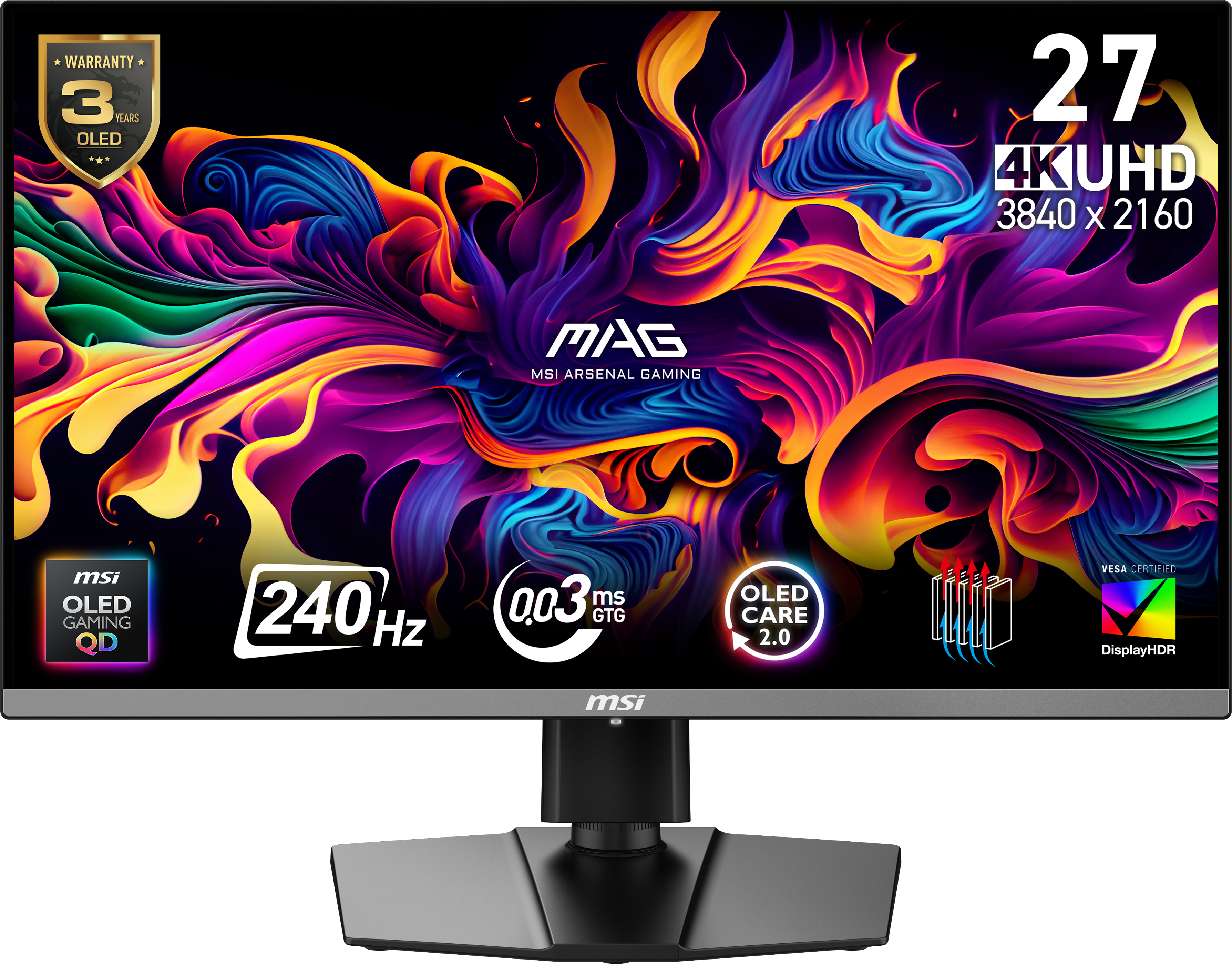 MSI - MAG 272UP QD-OLED X24 27" OLED UHD 240Hz 0.03ms Adaptive Sync Gaming Monitor with HDR 400 (DisplayPort, HDMI, USB-C) -…