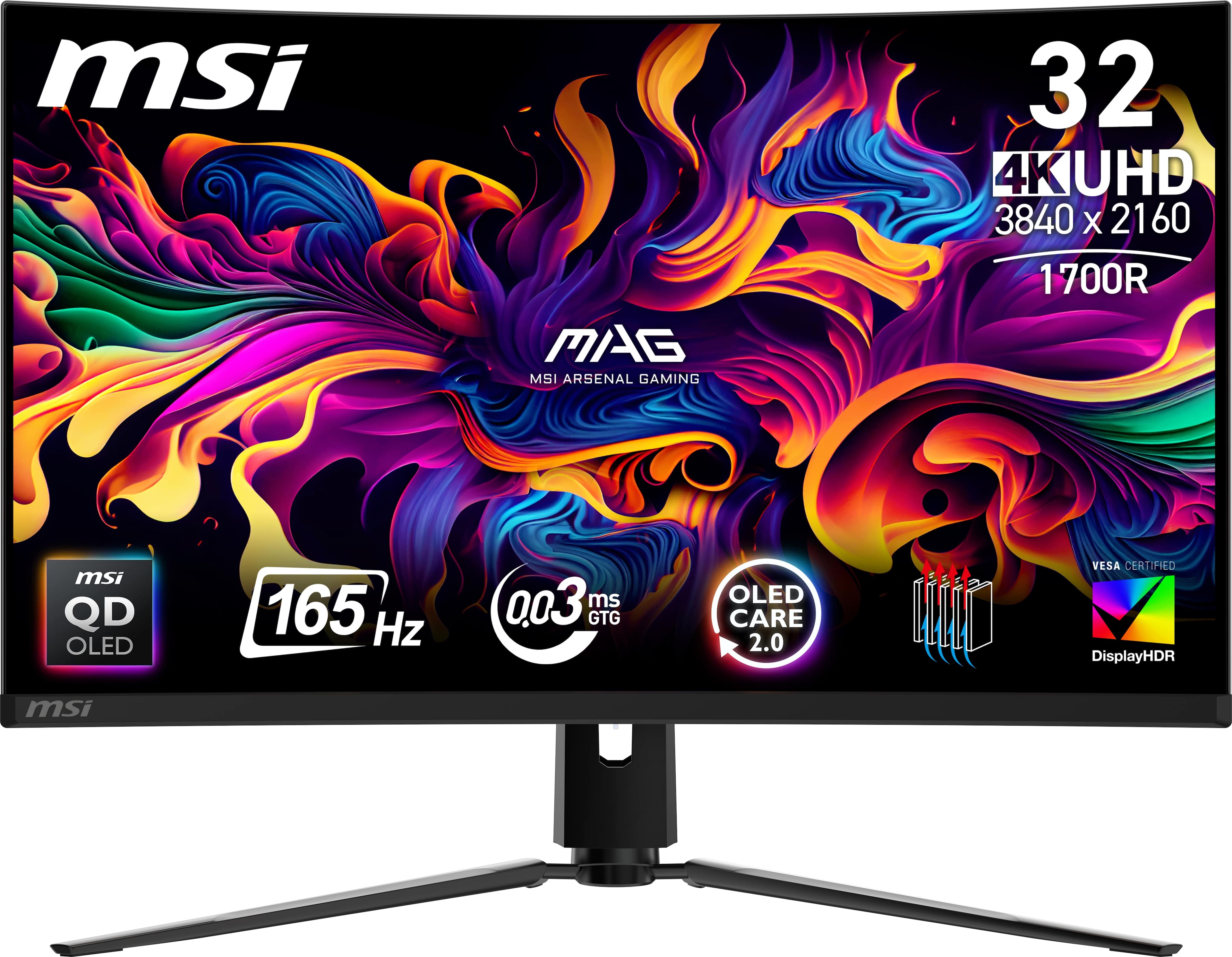 MSI - MAG 321CUP QD-OLED 32" 3840x2160 (DQHD) Curved OLED Quantum Dot Monitor 165Hz 0.03ms(GTG) HDR400 Type-C DisplayPort HD…