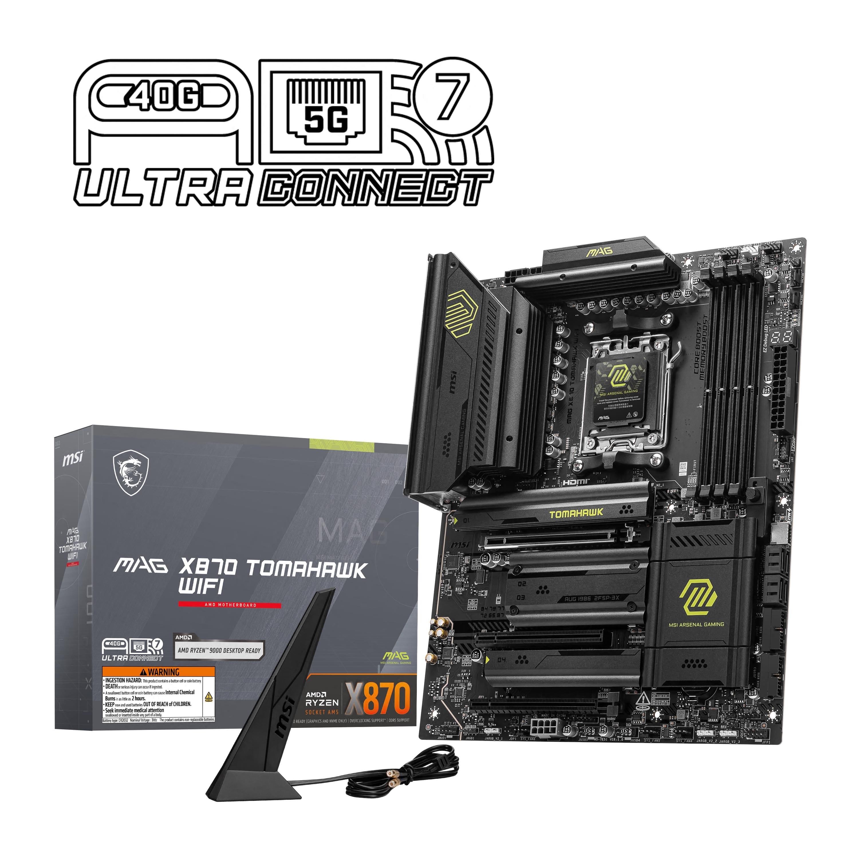 MSI - MAG X870 TOMAHAWK WIFI (Socket AM5) AMD X870 ATX DDR5 Wi-Fi 7 Motherboard - Black product image