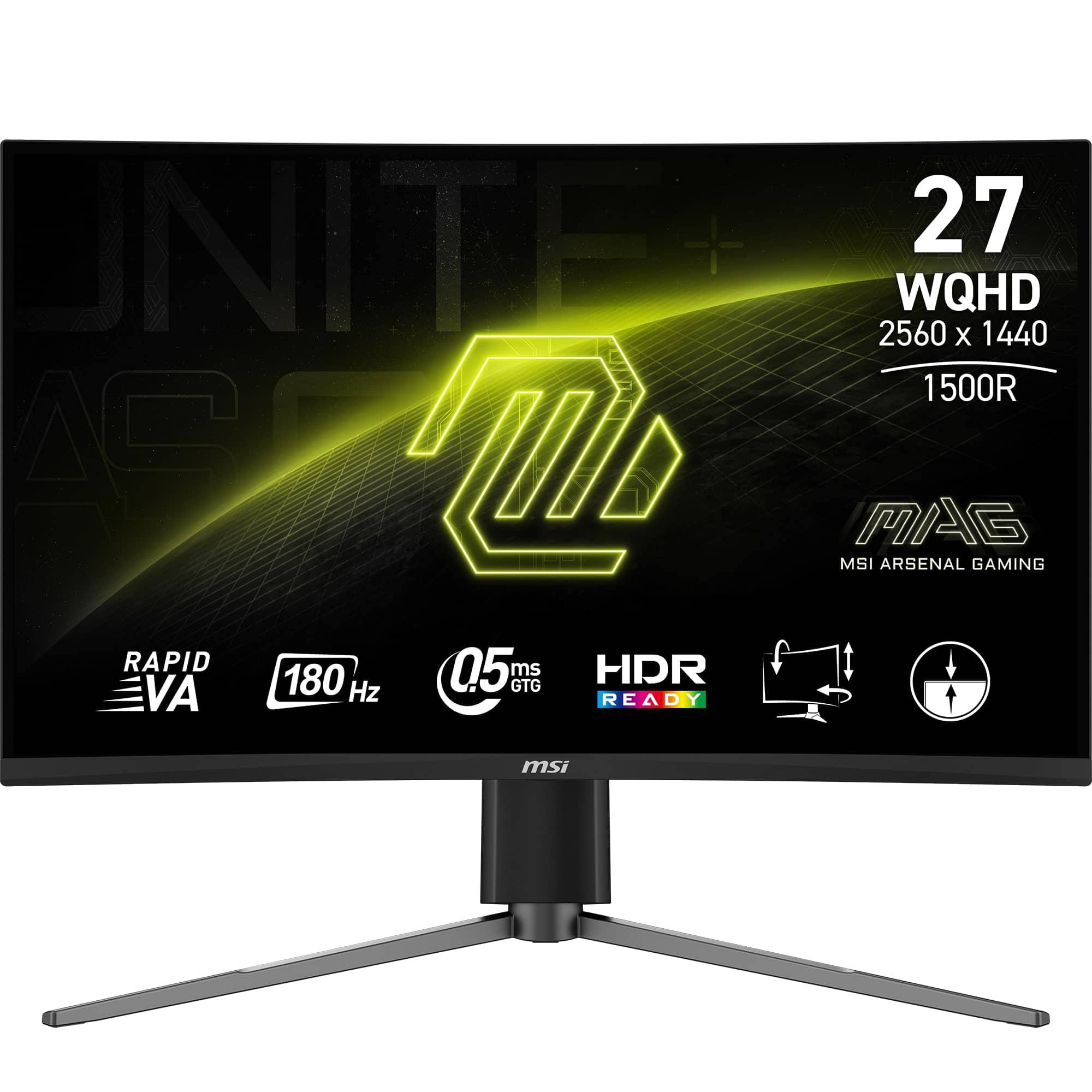 MSI - MAG27CQ6PF 27" Curved QHD 180Hz 0.5ms Gaming Monitor with HDR ready (DisplayPort, HDMI, ) - Black product image