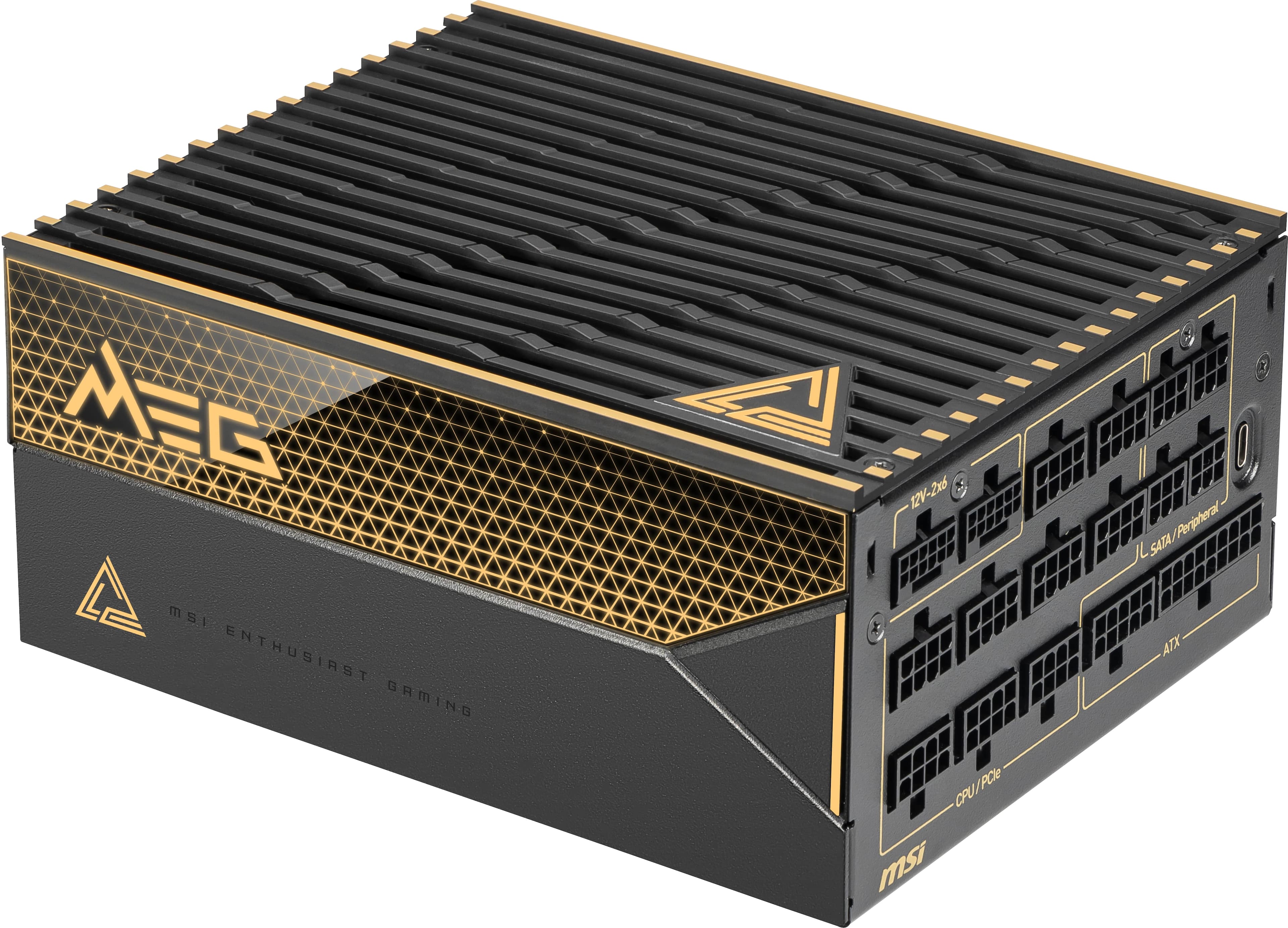 MSI - MEG Ai1600T PCIE5 1600W ATX 3.1 & PCIe 5.1 Ready Full Modular 80 Plus Titanium Gaming Power Supply - Black product ima…