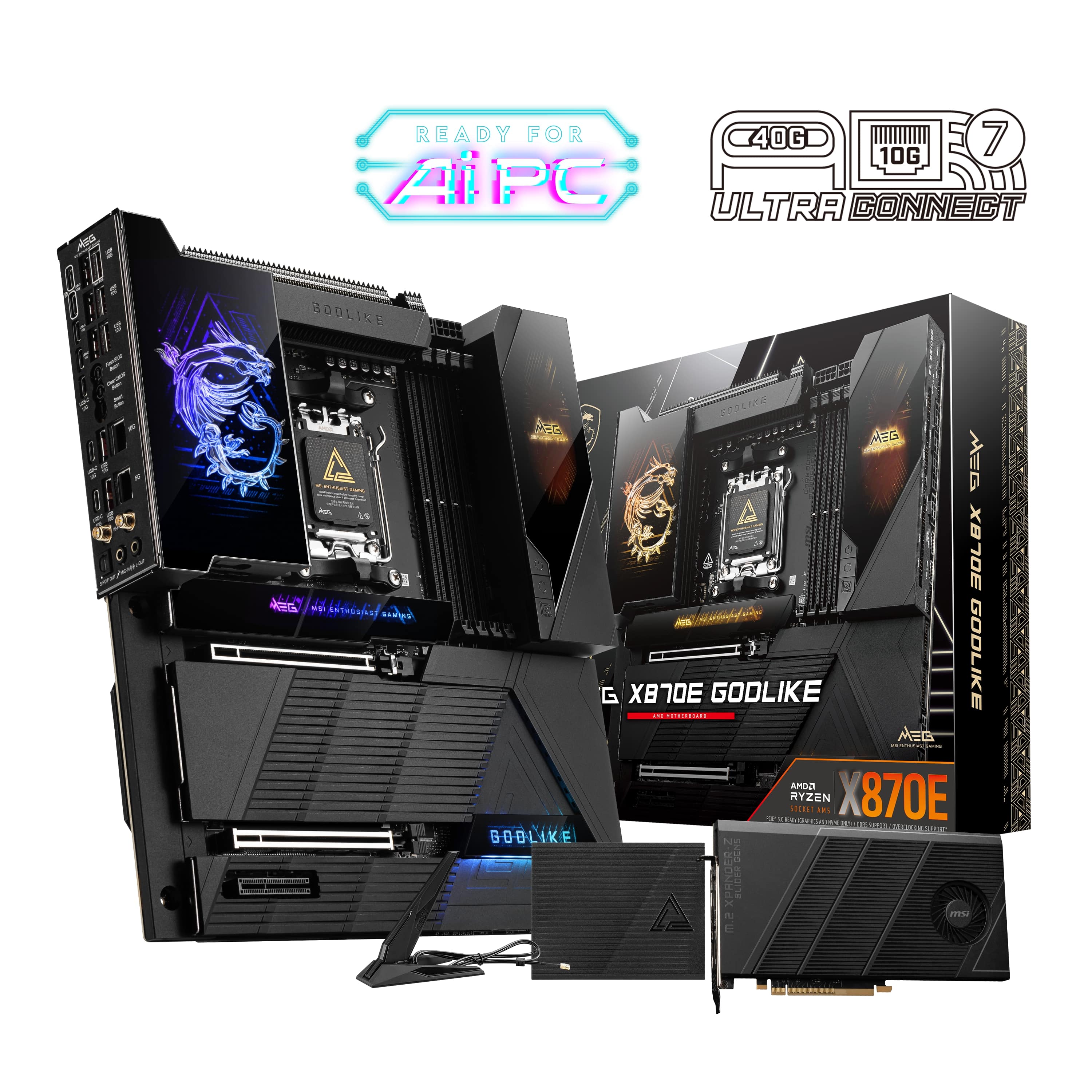 MSI - MEG X870E GODLIKE (Socket AM5) AMD X870E EATX DDR5 Wi-Fi 7 Motherboard - Black product image