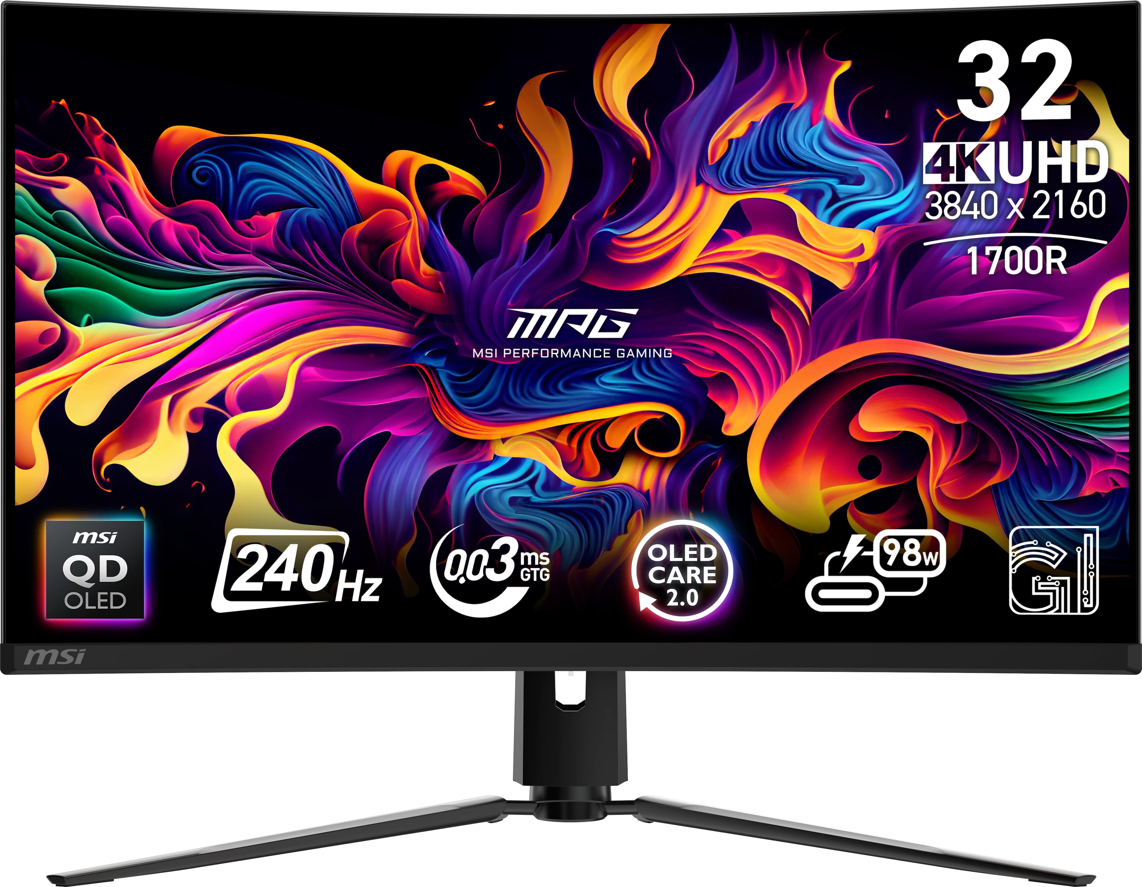 MSI - MPG 321CURX QD-OLED 32" 3840x2160 (UHD) Curved OLED Quantum Dot Monitor 240Hz 0.03ms(GTG) HDR400 Type-C DisplayPort HD…