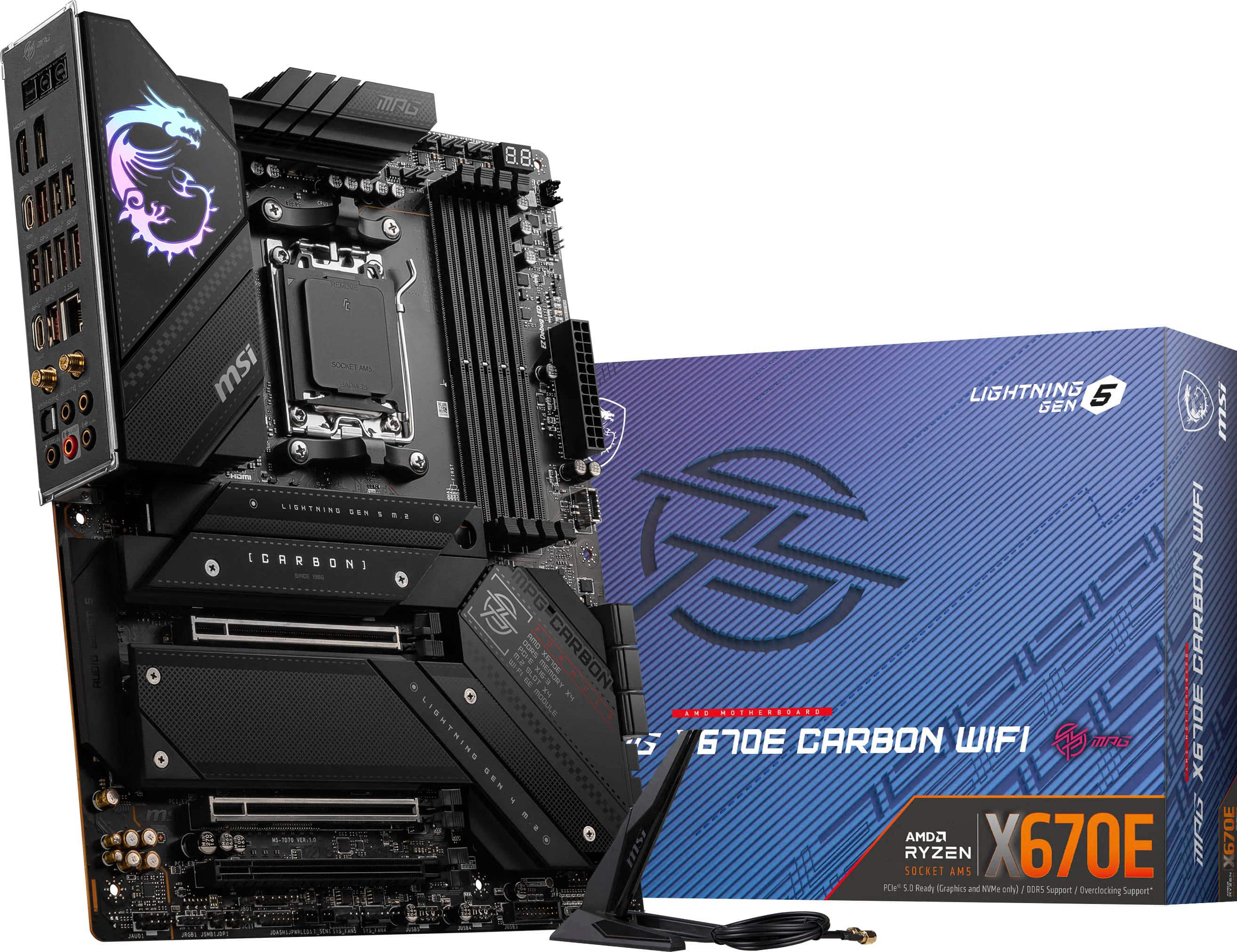 MSI - MPG X670E CARBON WIFI (Socket AM5) AMD X670 ATX DDR5 Wi-Fi 6E Motherboard - Black product image