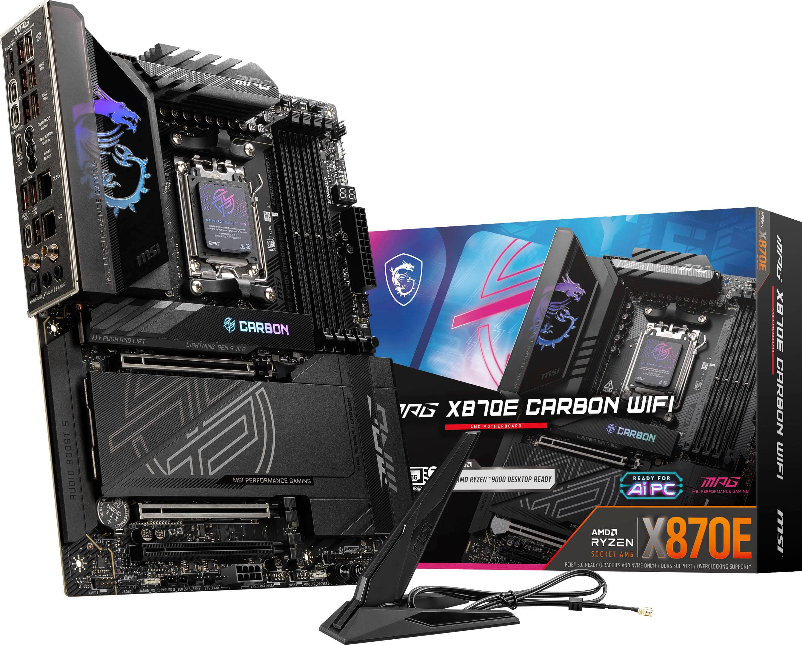 MSI - MPG X870E CARBON WIFI (Socket AM5) AMD X870E ATX DDR5 Wi-Fi 7 Motherboard - Black product image