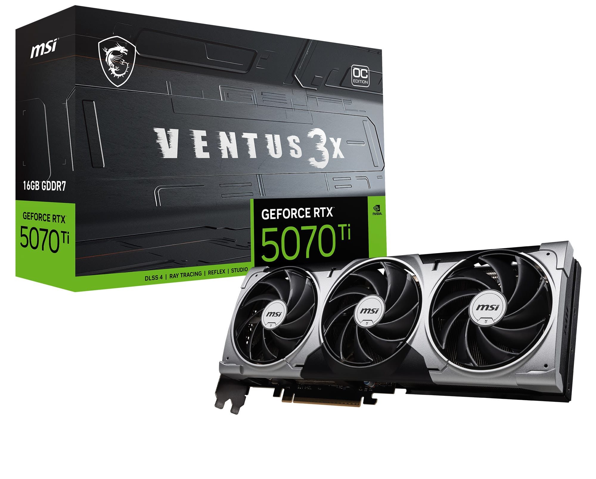 MSI - NVIDIA GeForce GeForce RTX 5070 TI 16G VENTUS 3X OC 16GB GDDR7 PCI Express Gen 5 Graphics Card - Black product image