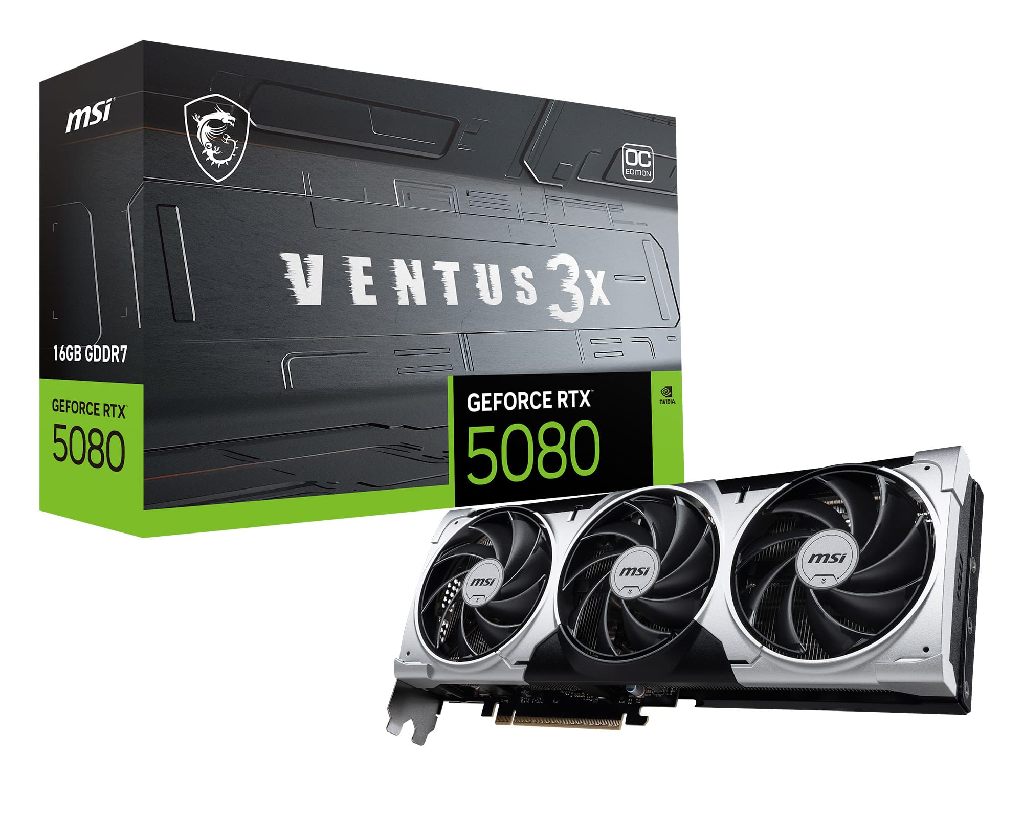 MSI - NVIDIA GeForce GeForce RTX 5080 16G VENTUS 3X OC PLUS 16GB GDDR7 PCI Express Gen 5 Graphics Card - Black product image