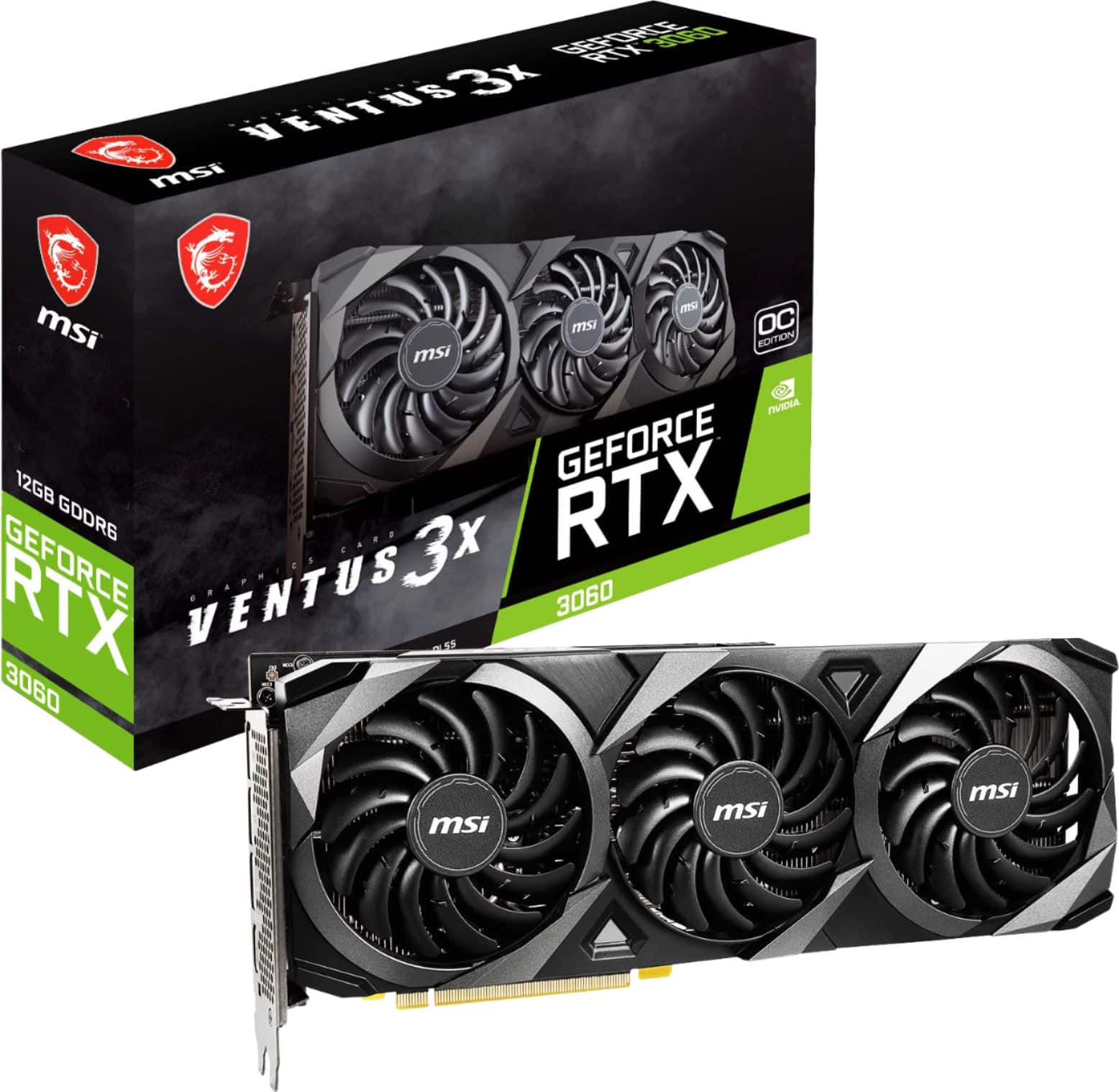 MSI - NVIDIA GeForce RTX 3060 Ventus 3X 12G OC - 12GB GDDR6 - PCI Express 4.0 - Graphics Card - Black product image