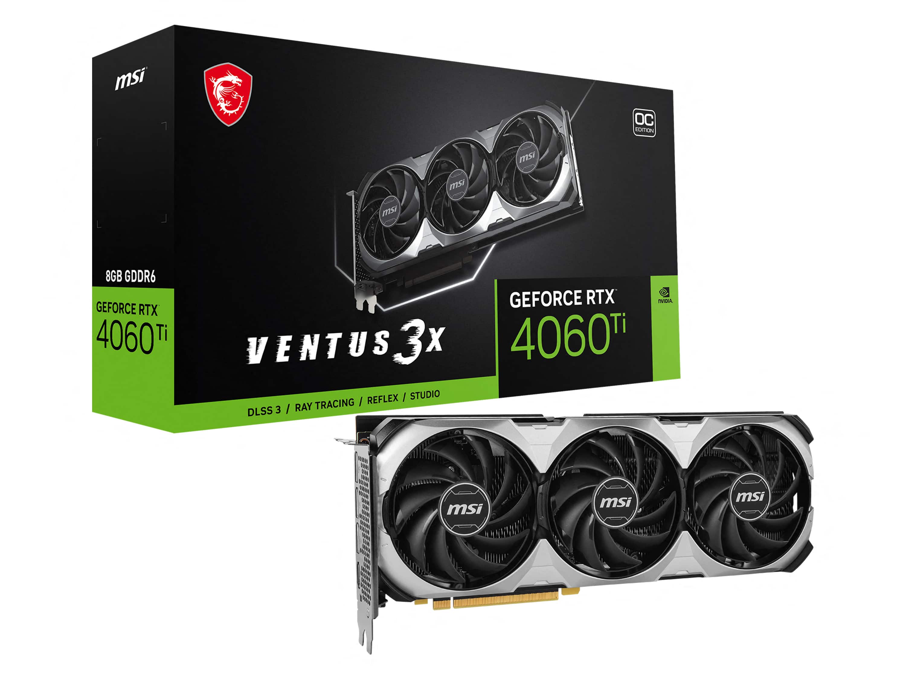 MSI - NVIDIA GeForce RTX 4060 Ti 8GB VENTUS 3X OC 8GB GDDR6 PCI Express 4.0 Graphics Card - Black product image