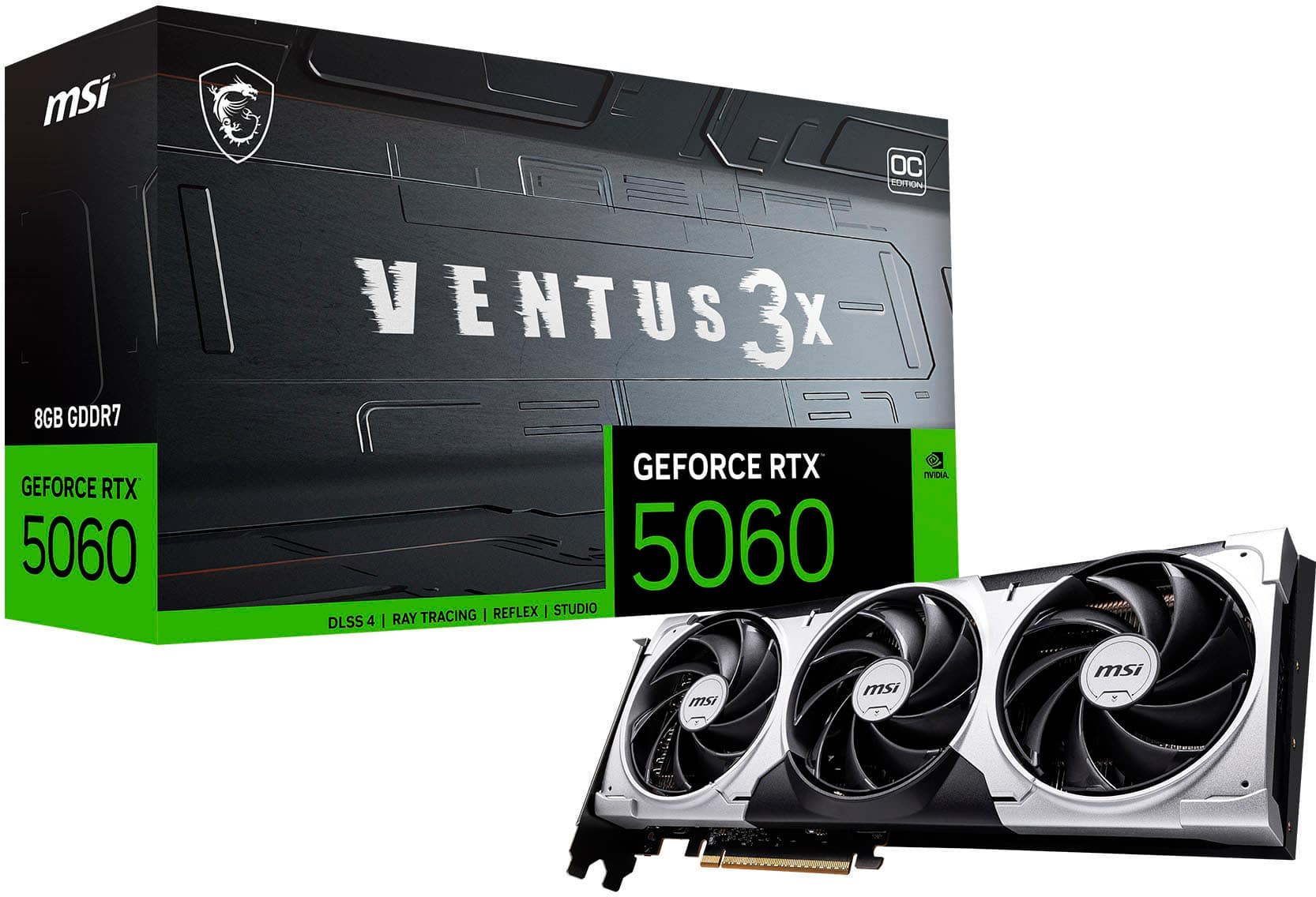 MSI - NVIDIA GeForce RTX 5060 8G VENTUS 3X OC 8GB GDDR7 PCI Express Gen 5 Graphics Card - Black product image