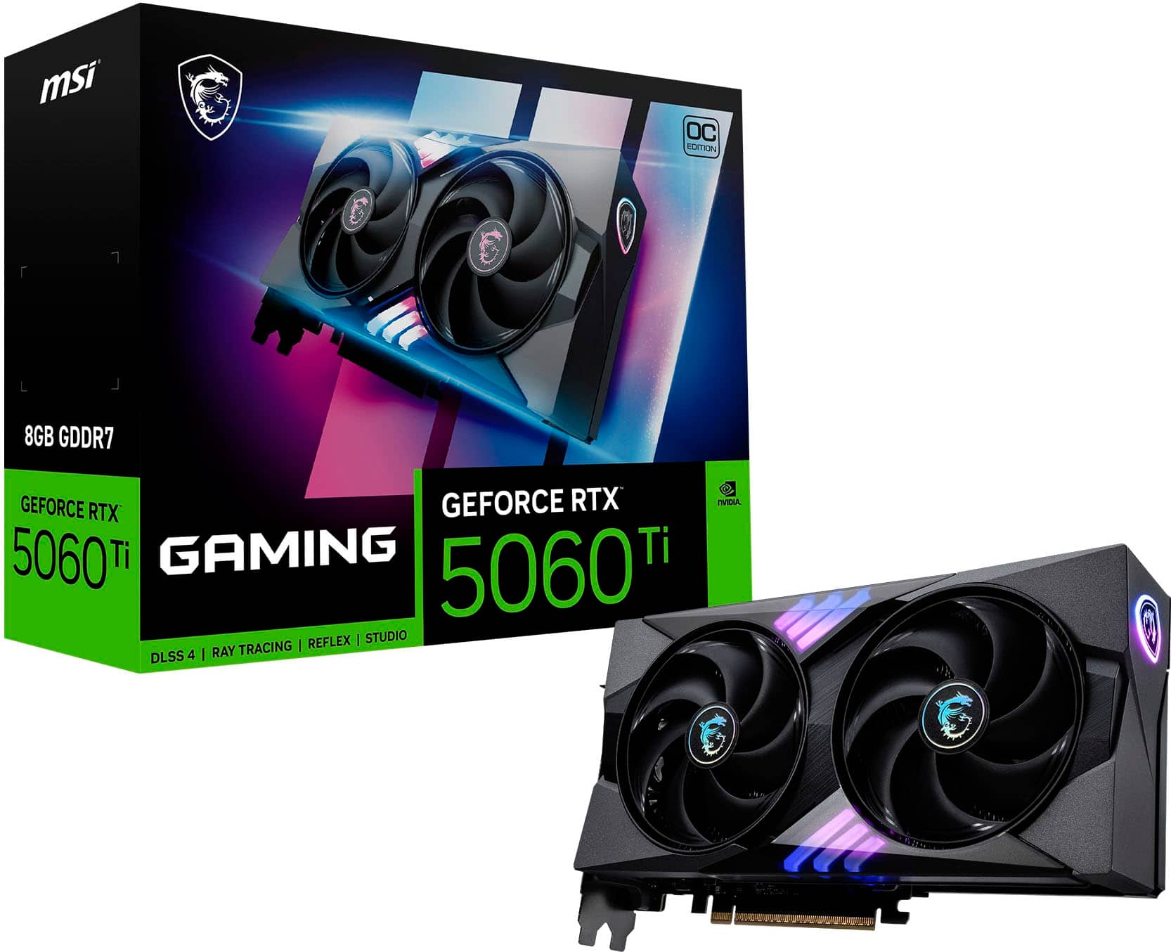 MSI - NVIDIA GeForce RTX 5060 Ti 8G GAMING OC 8GB GDDR7 PCI Express Gen 5 Graphics Card - Black product image