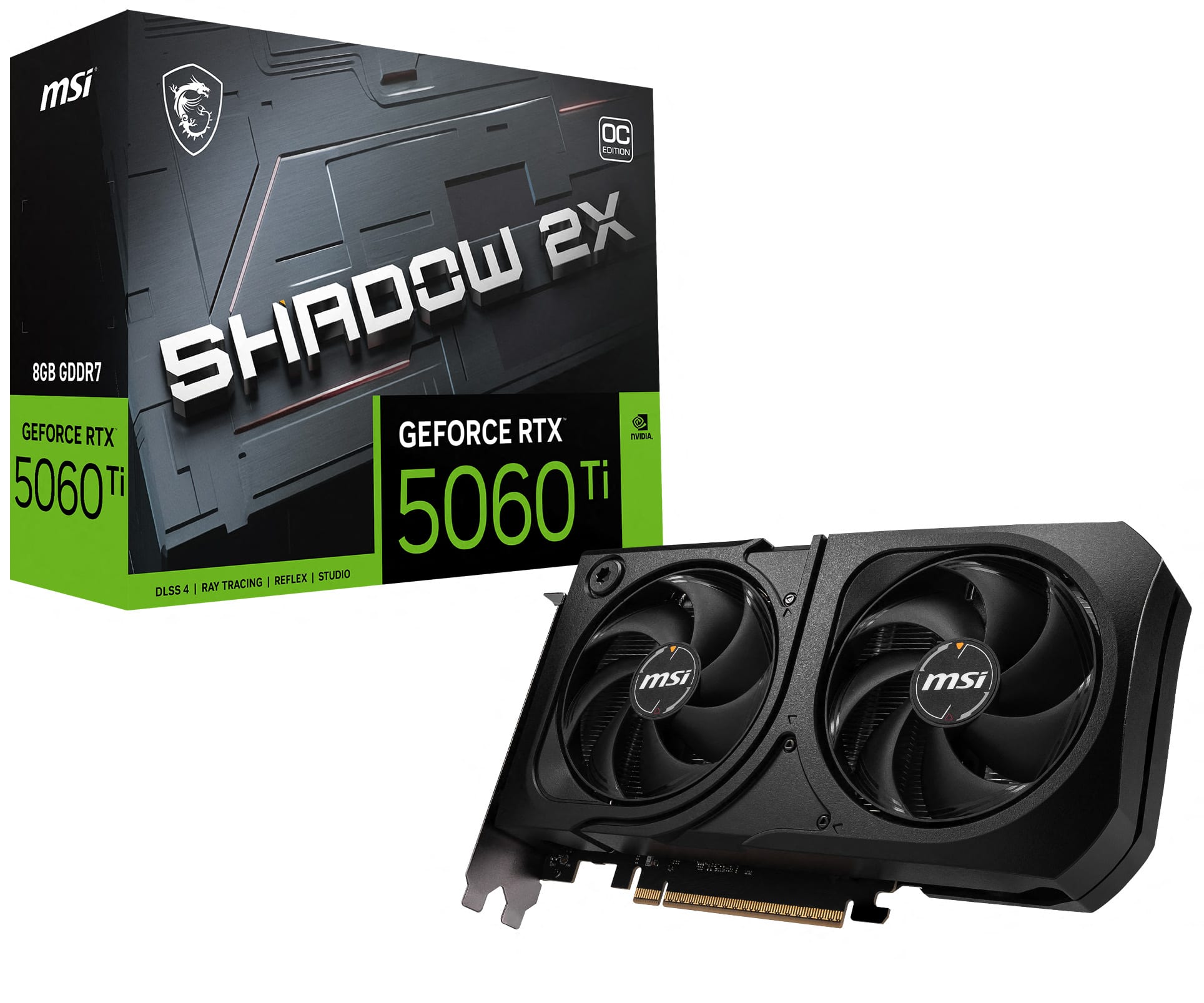 MSI - NVIDIA GeForce RTX 5060 Ti 8G SHADOW 2X OC PLUS 8GB GDDR7 PCI Express Gen 5 Graphics Card - Black product image