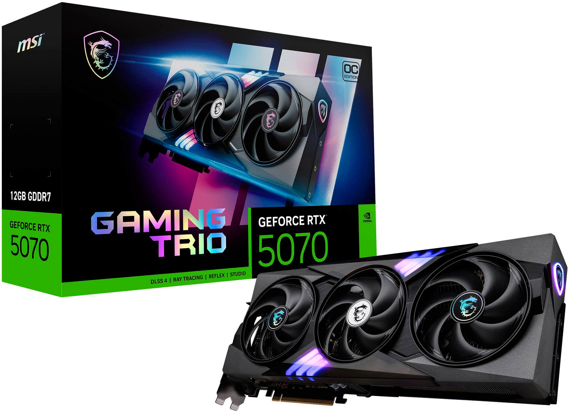 MSI - NVIDIA GeForce RTX 5070 12G GAMING TRIO OC 12GB GDDR7 PCI Express Gen 5 Graphics Card - Black product image
