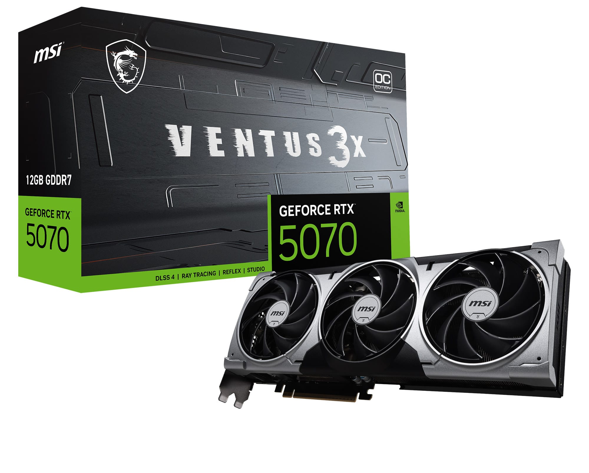 MSI - NVIDIA GeForce RTX 5070 12G VENTUS 3X OC 12GB GDDR7 PCI Express Gen 5 Graphics Card - Black product image