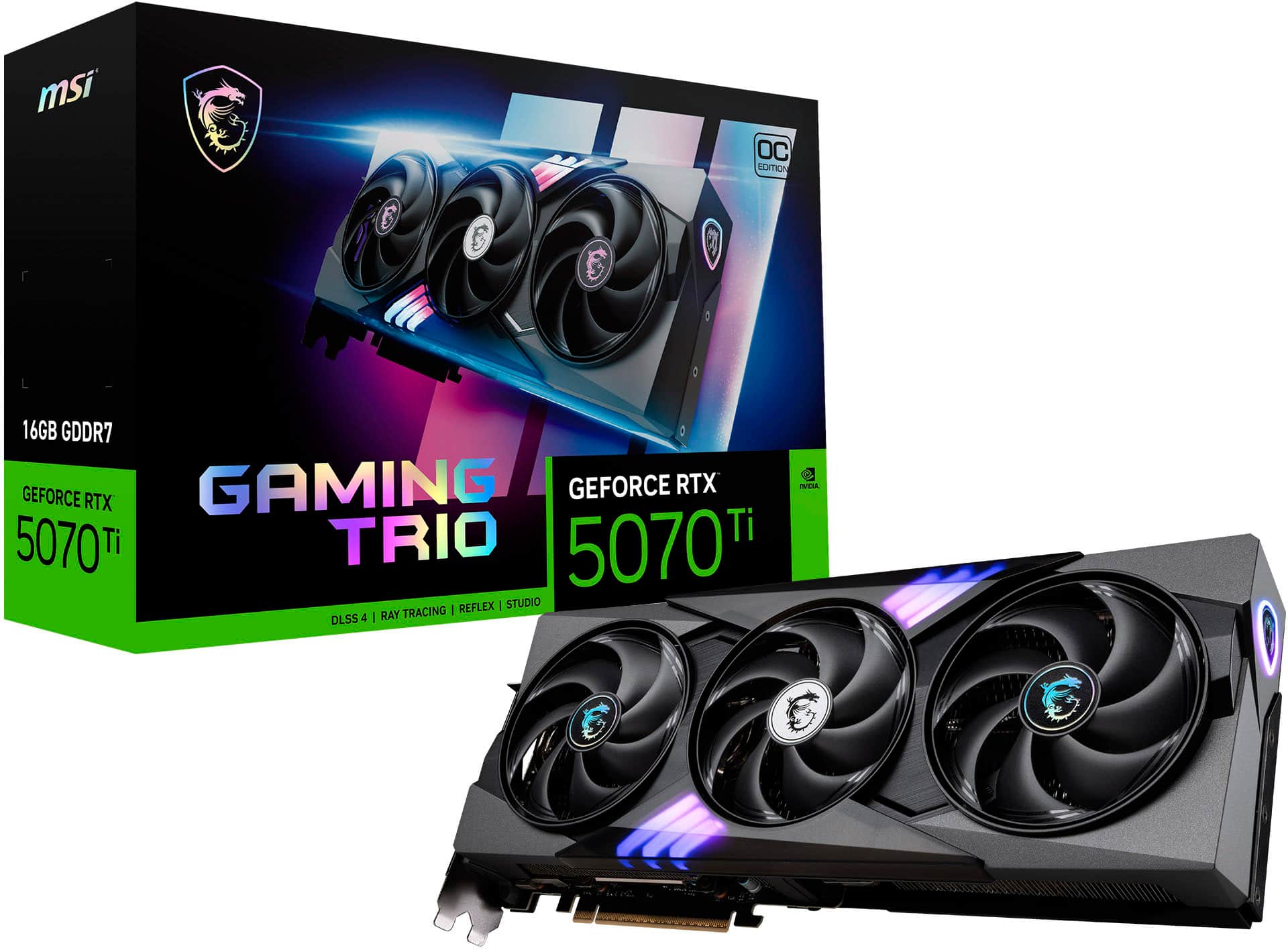 MSI - NVIDIA GeForce RTX 5070 Ti 16G GAMING TRIO OC PLUS 16GB GDDR7 PCI Express Gen 5 Graphics Card - Black product image