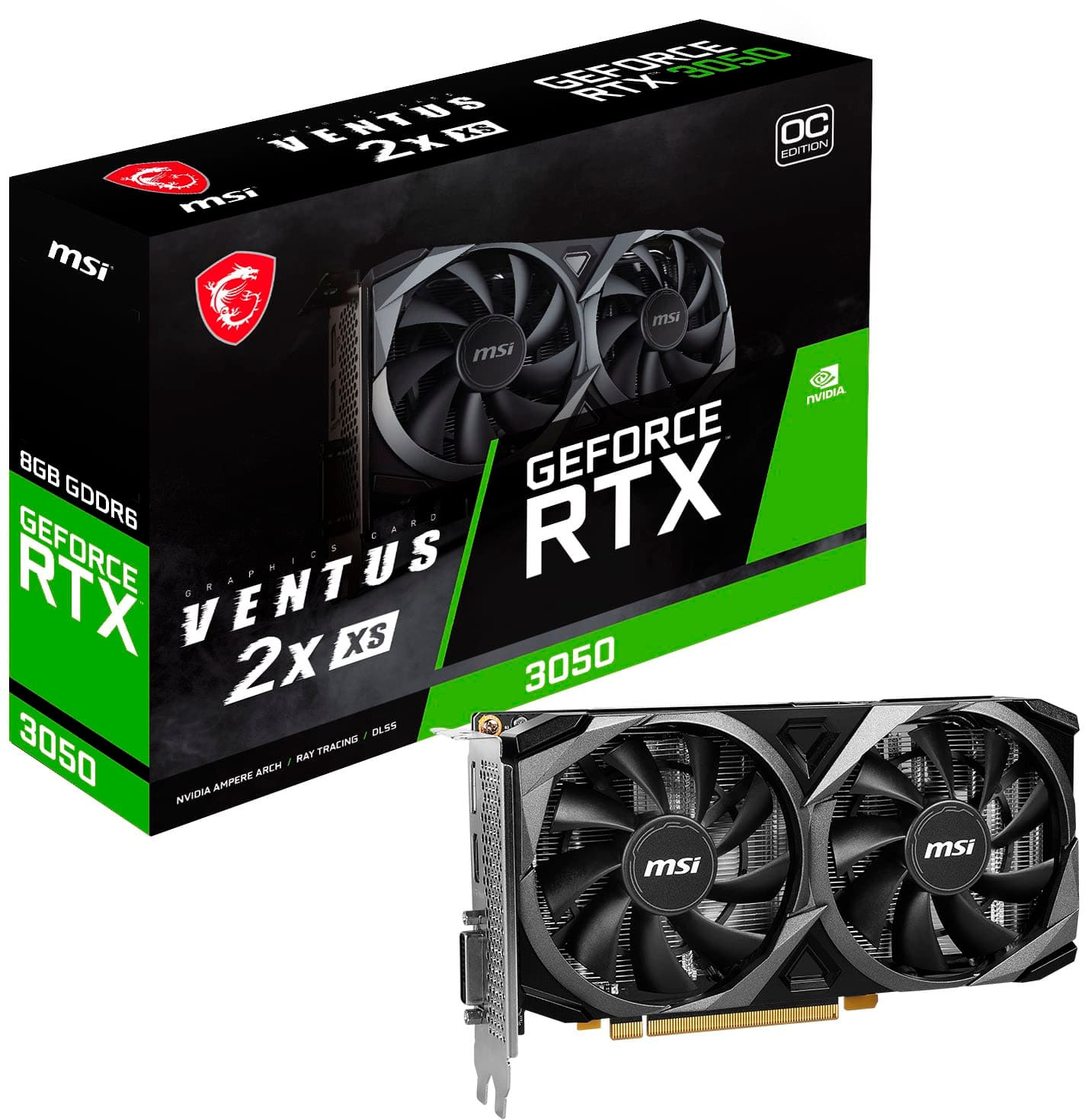 MSI - NVIDIA RTX 3050 VENTUS 2X XS 8G OC - 8GB GDDR6 - PCI Express 4.0 - Graphics Card - Black product image