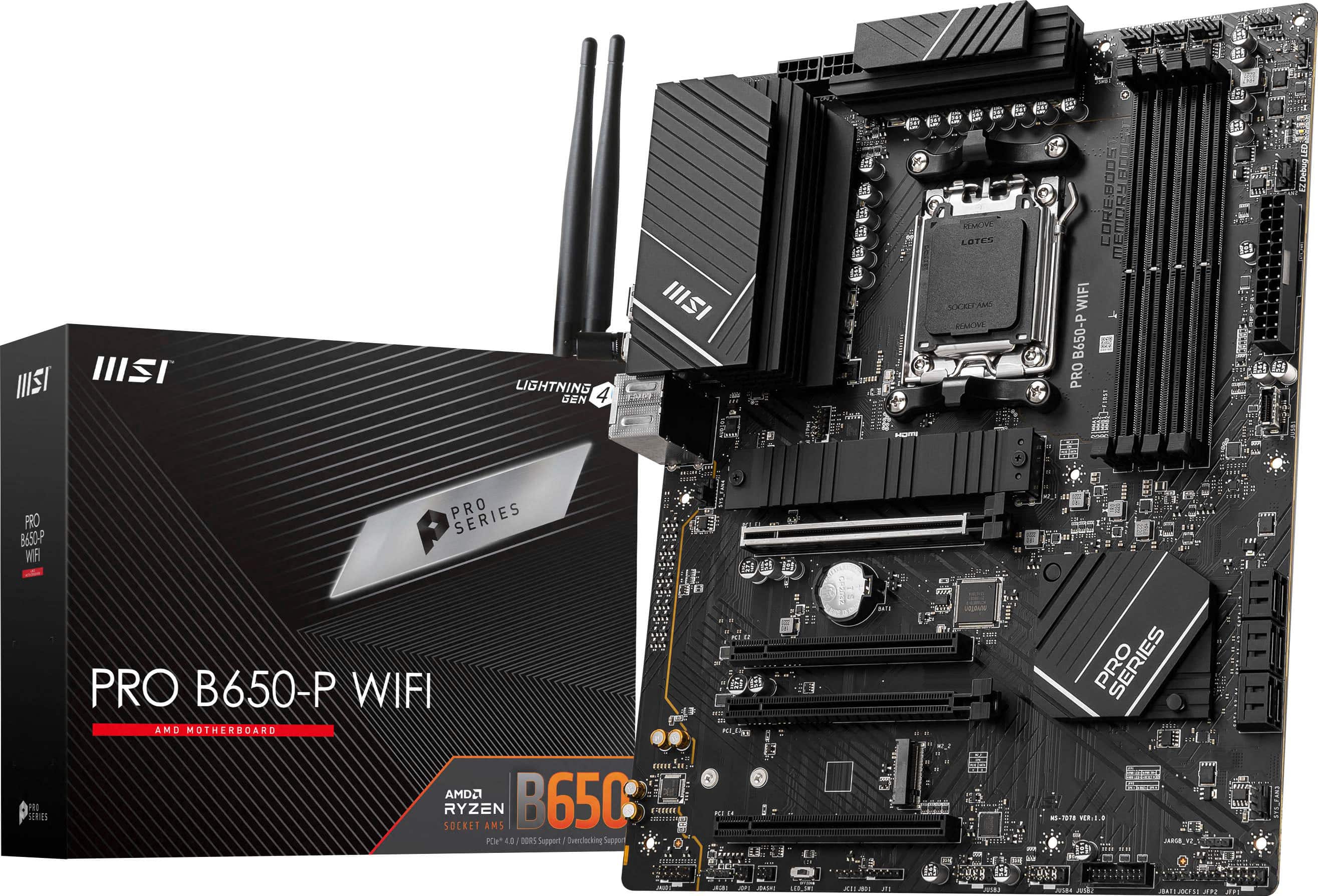 MSI - PRO B650-P WIFI (Socket AM5) AMD B650 ATX DDR5 Wi-Fi 6E Motherboard - Black product image